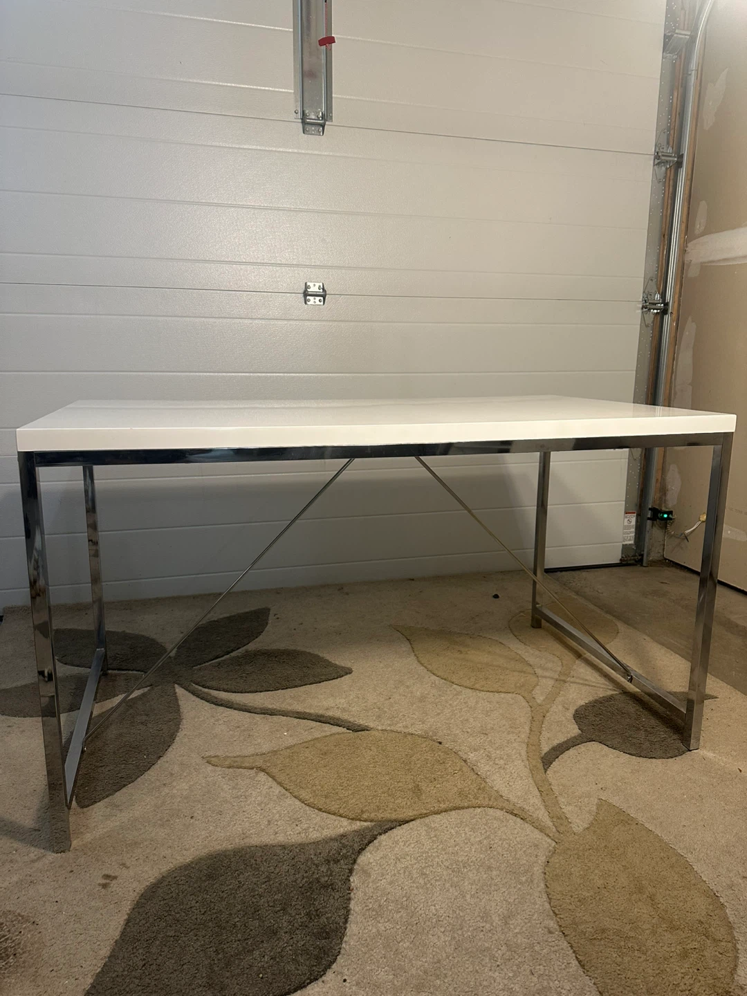 White Desk with Chrome Legs