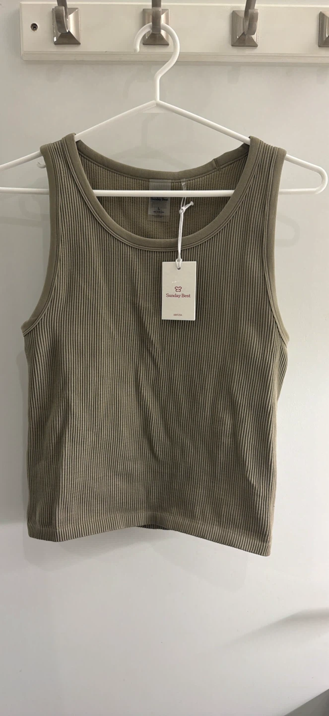 Sunday Best Ribbed Tank Top - Olive Green - L/G