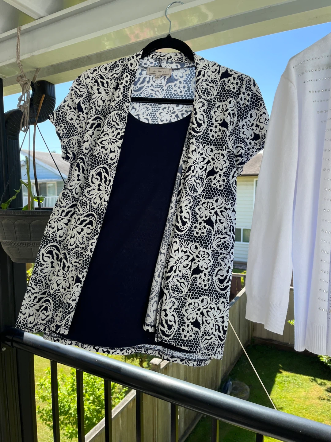 Top and white cardigan