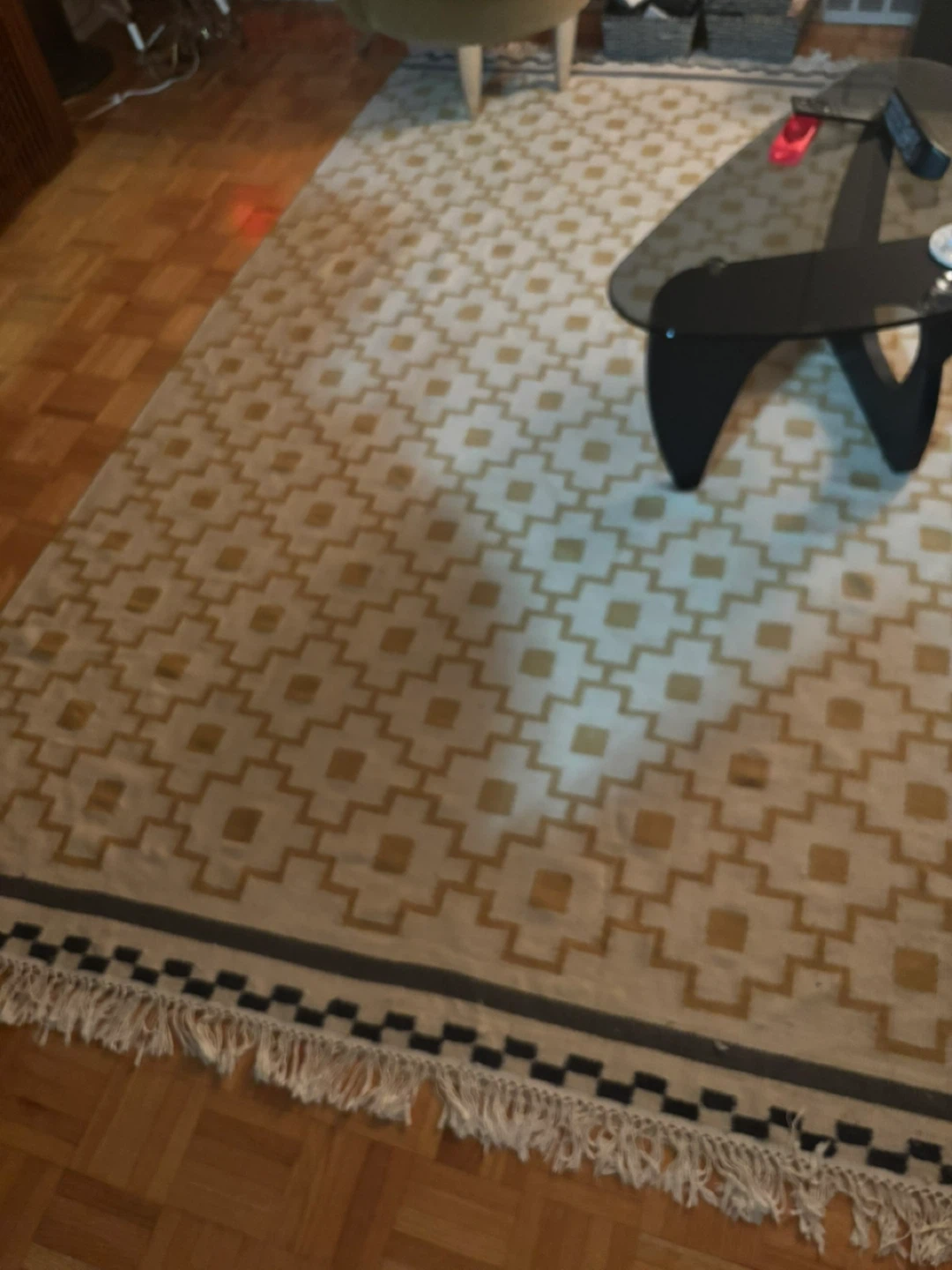 Geometric Pattern Area Rug - Cream and Gold - photo 3