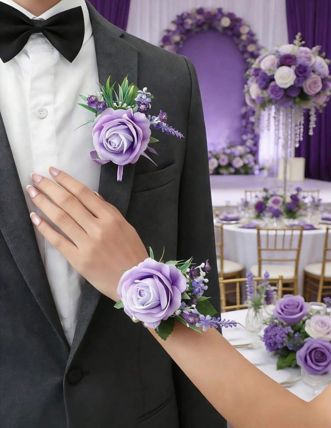 Prom Wedding  Boutonniere and Corsage Set -  For Groom - photo 3
