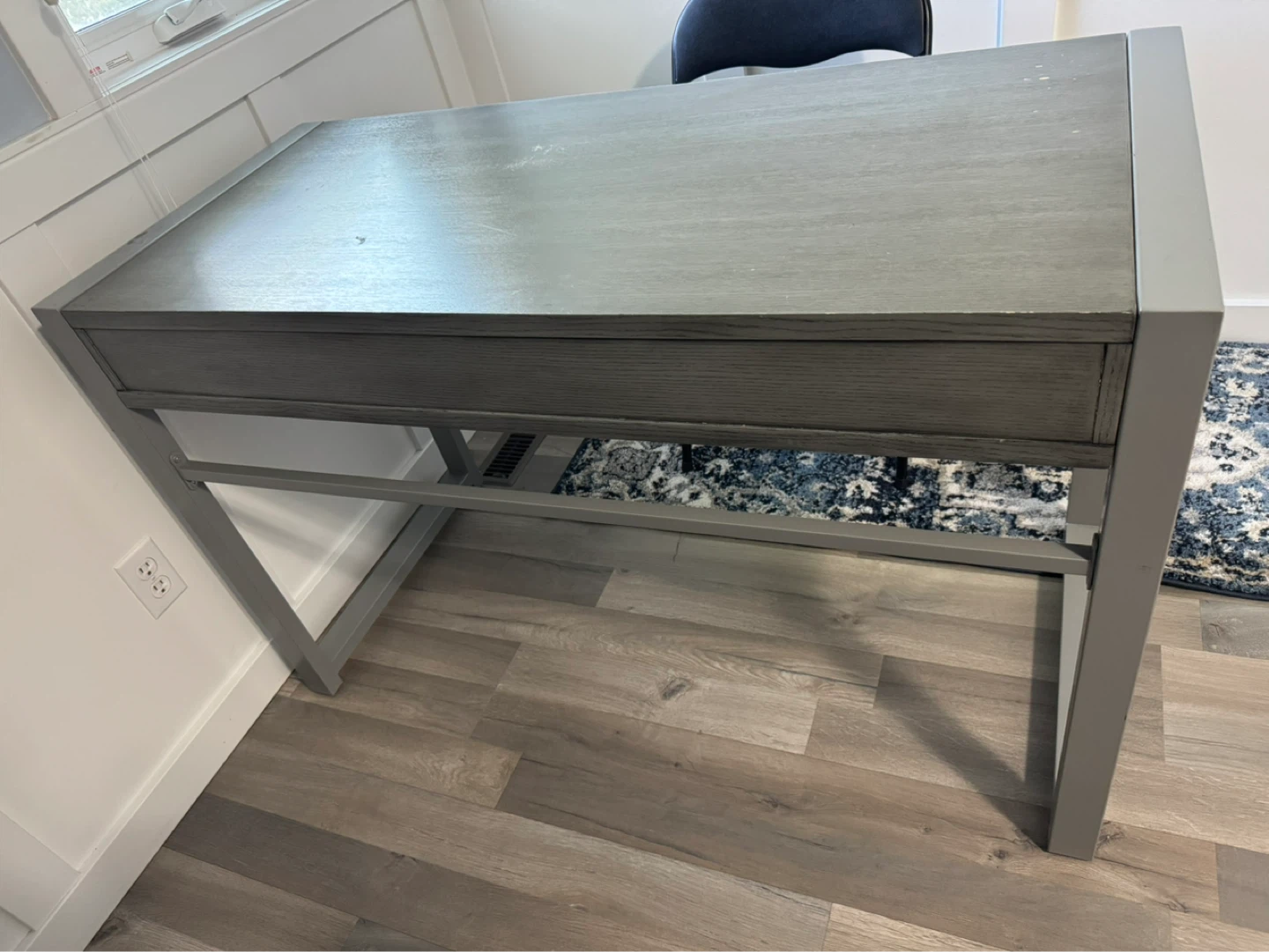 Grey Wood Desk with 2 Drawers - photo 4