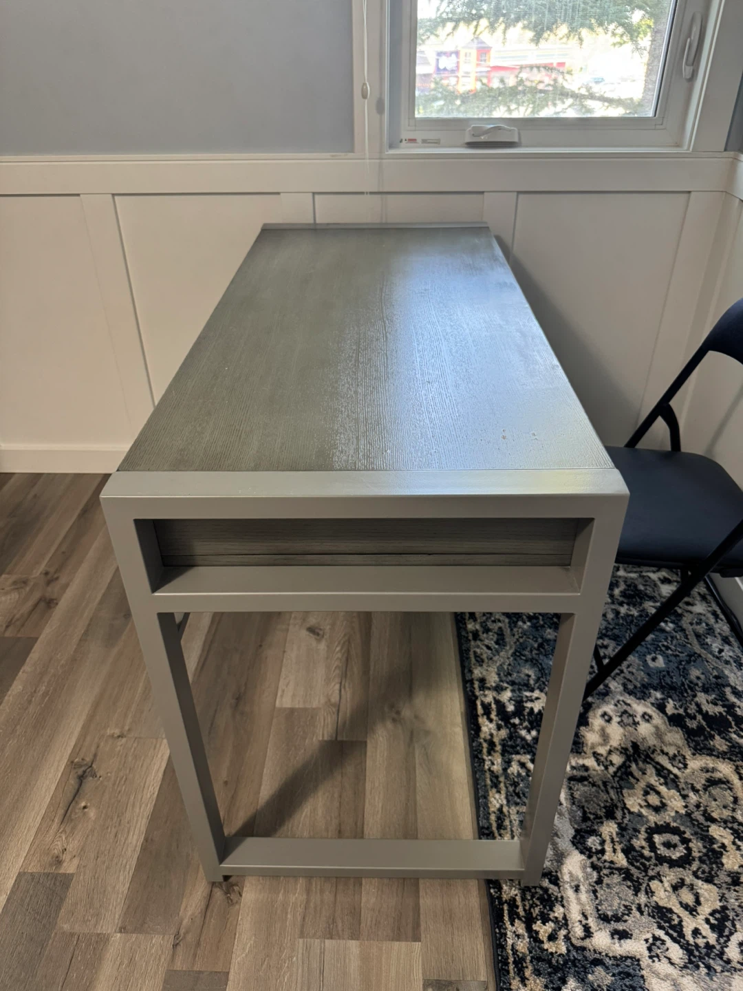 Grey Wood Desk with 2 Drawers - photo 5