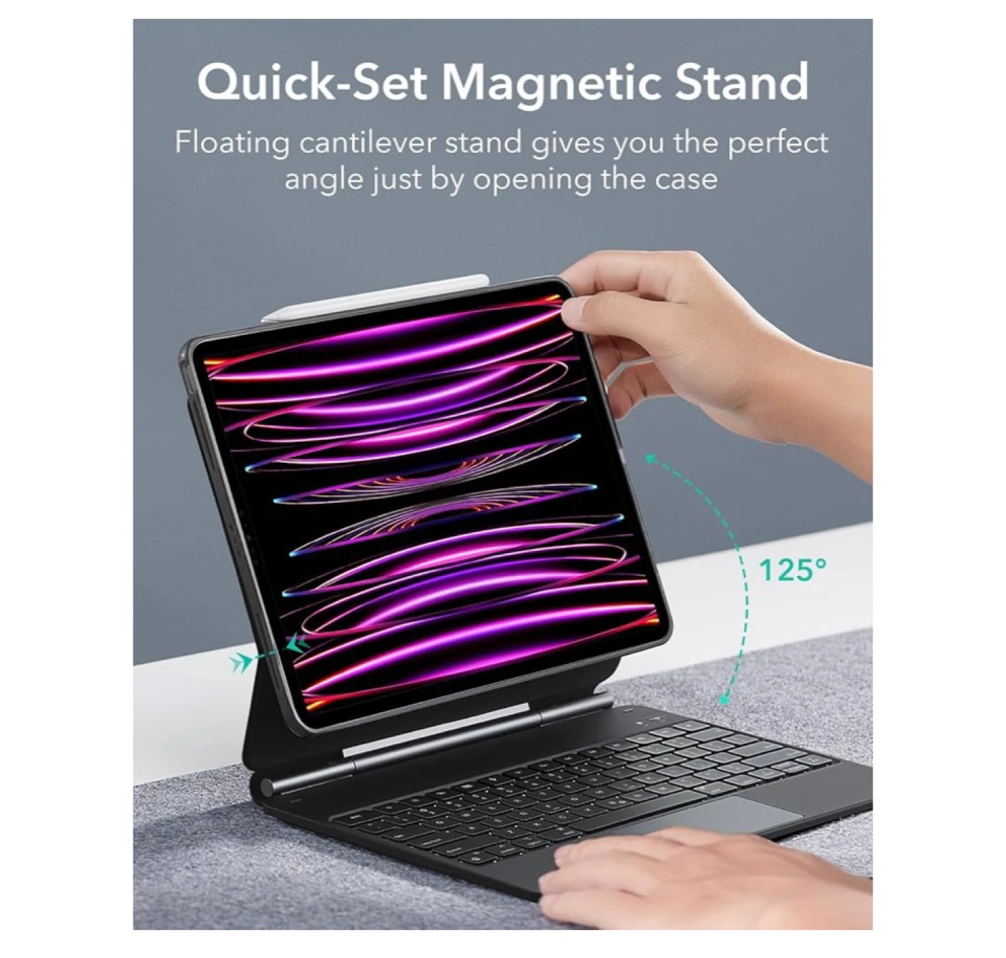ESR iPad Pro 12.9 Case with Keyboard, Easy-Set Magnetic Stand - photo 4