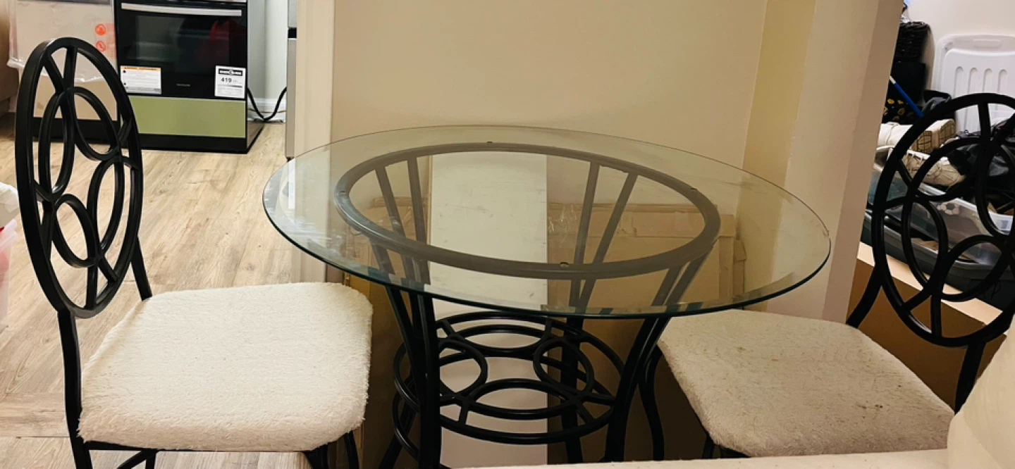 Set of 3 Bowring Glass Top Bistro Table and Chairs Set