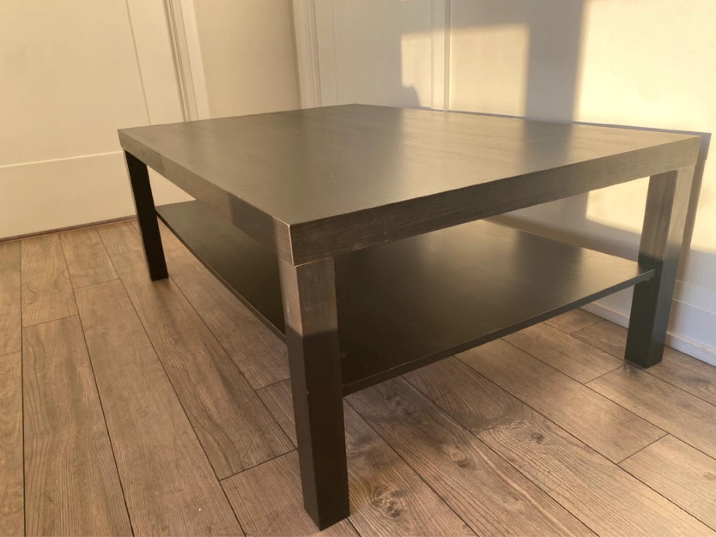 Dark Wood Coffee Table with Bottom Shelf - photo 2