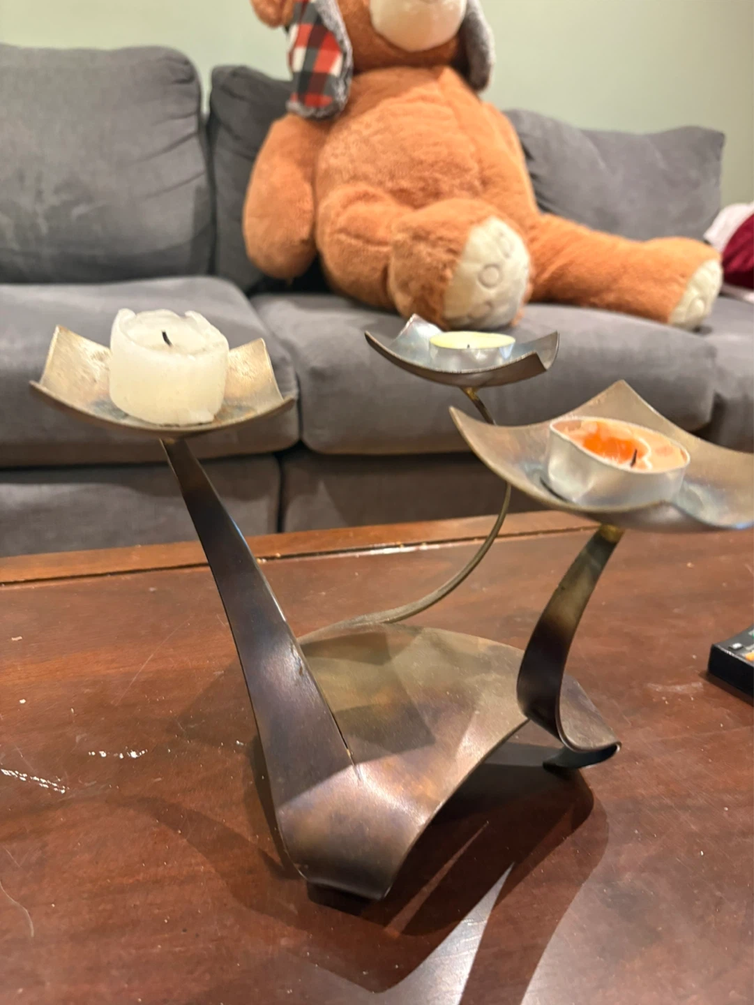 Bronze-tone 3-tier Candlestick Holder