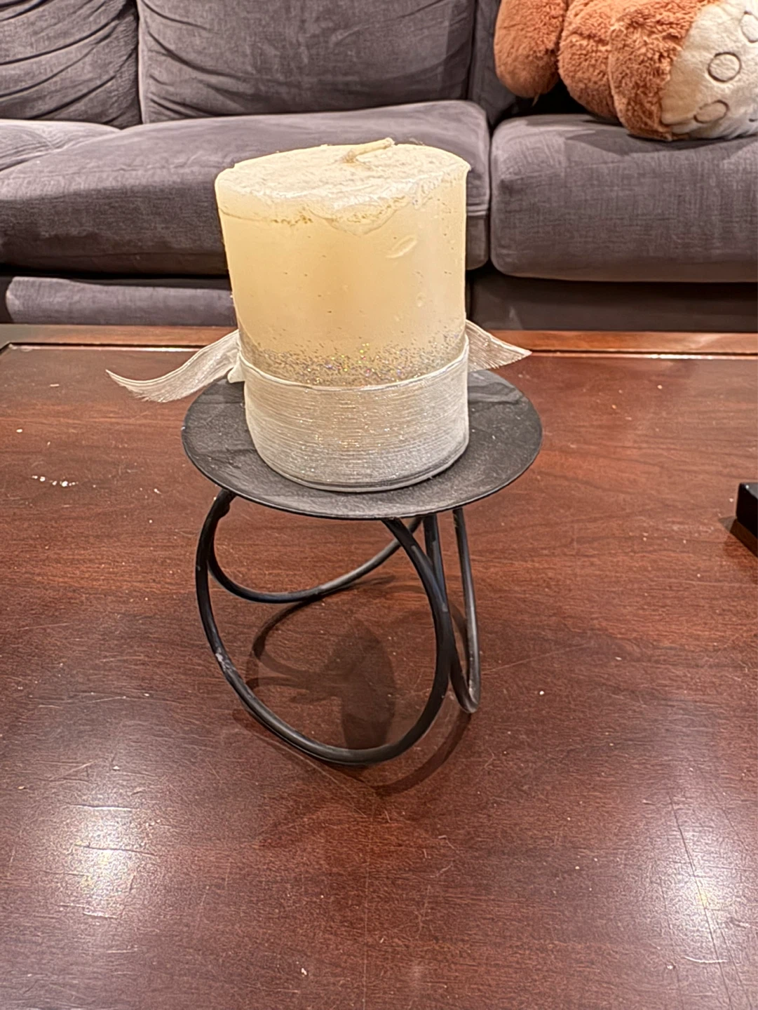 Pillar Candle on Metal Stand