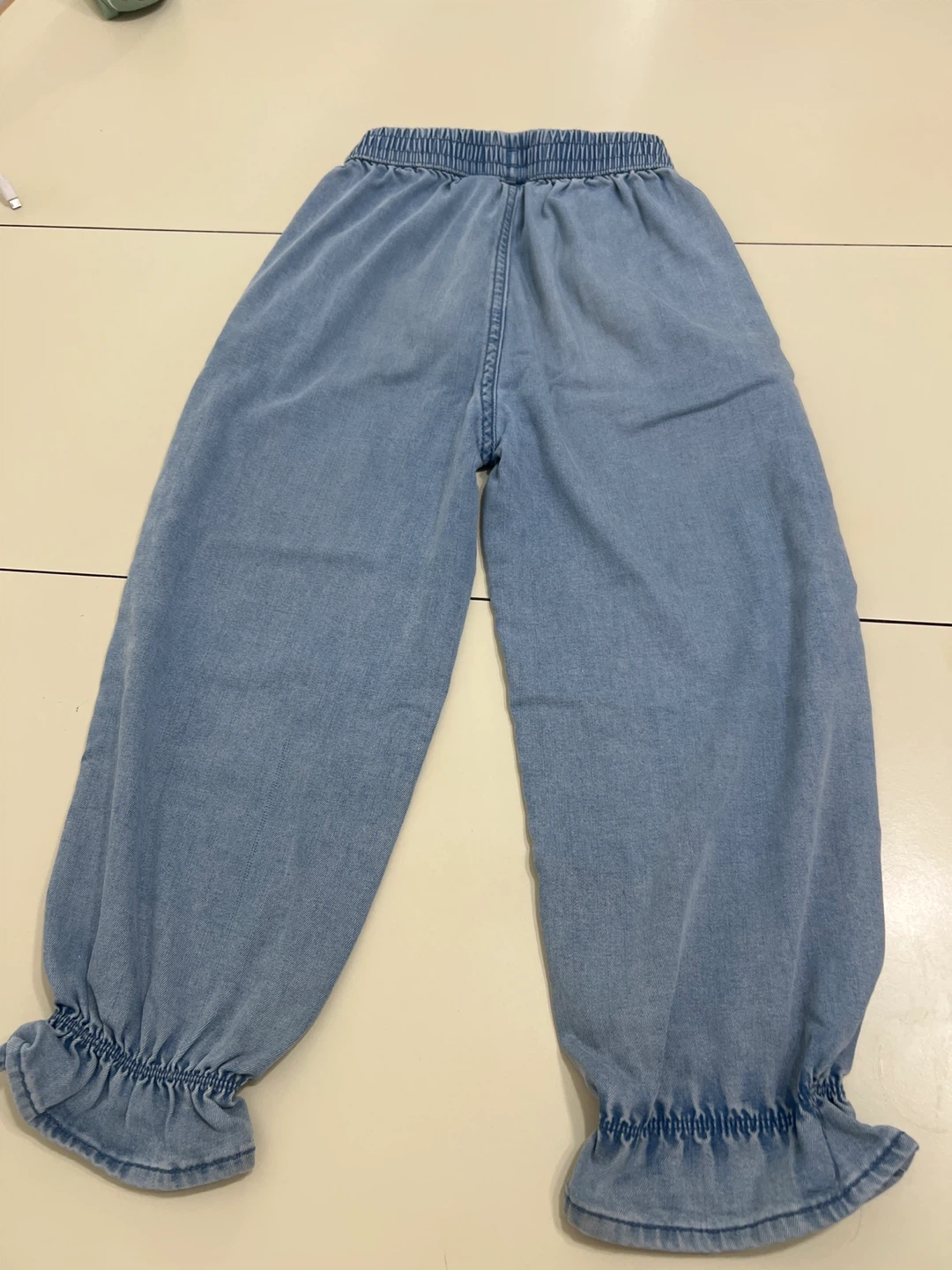 Girls' Light Wash Denim Pants with "Hey" Embroidery - photo 2