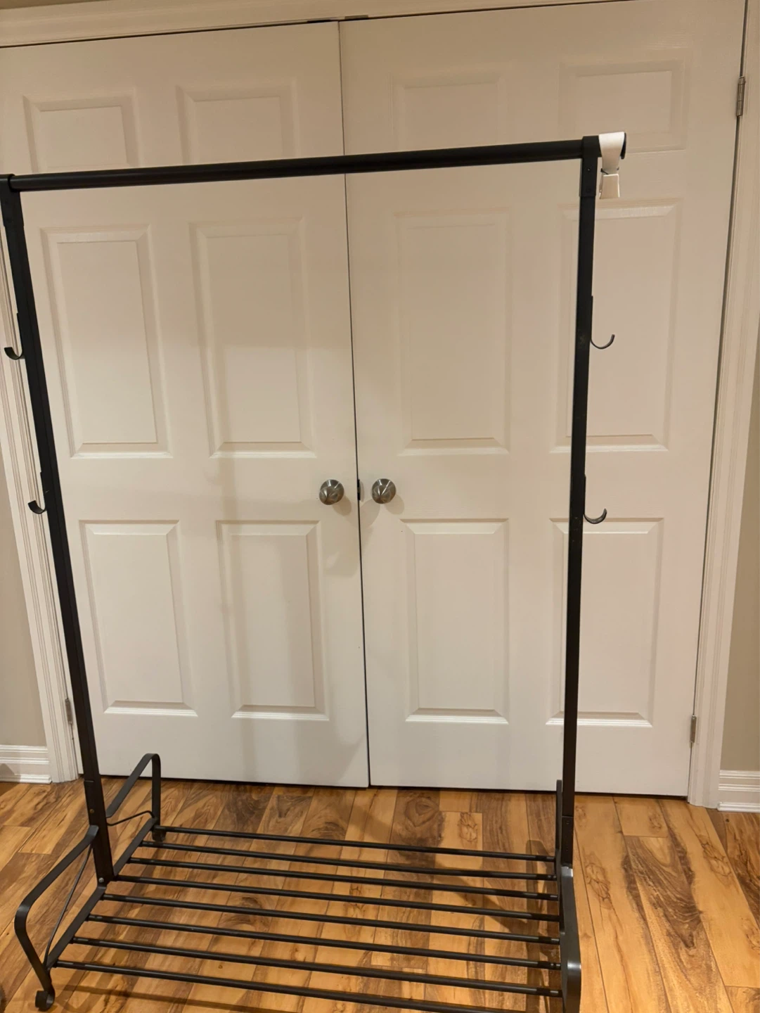 Black Metal Garment Rack with Shoe Shelf