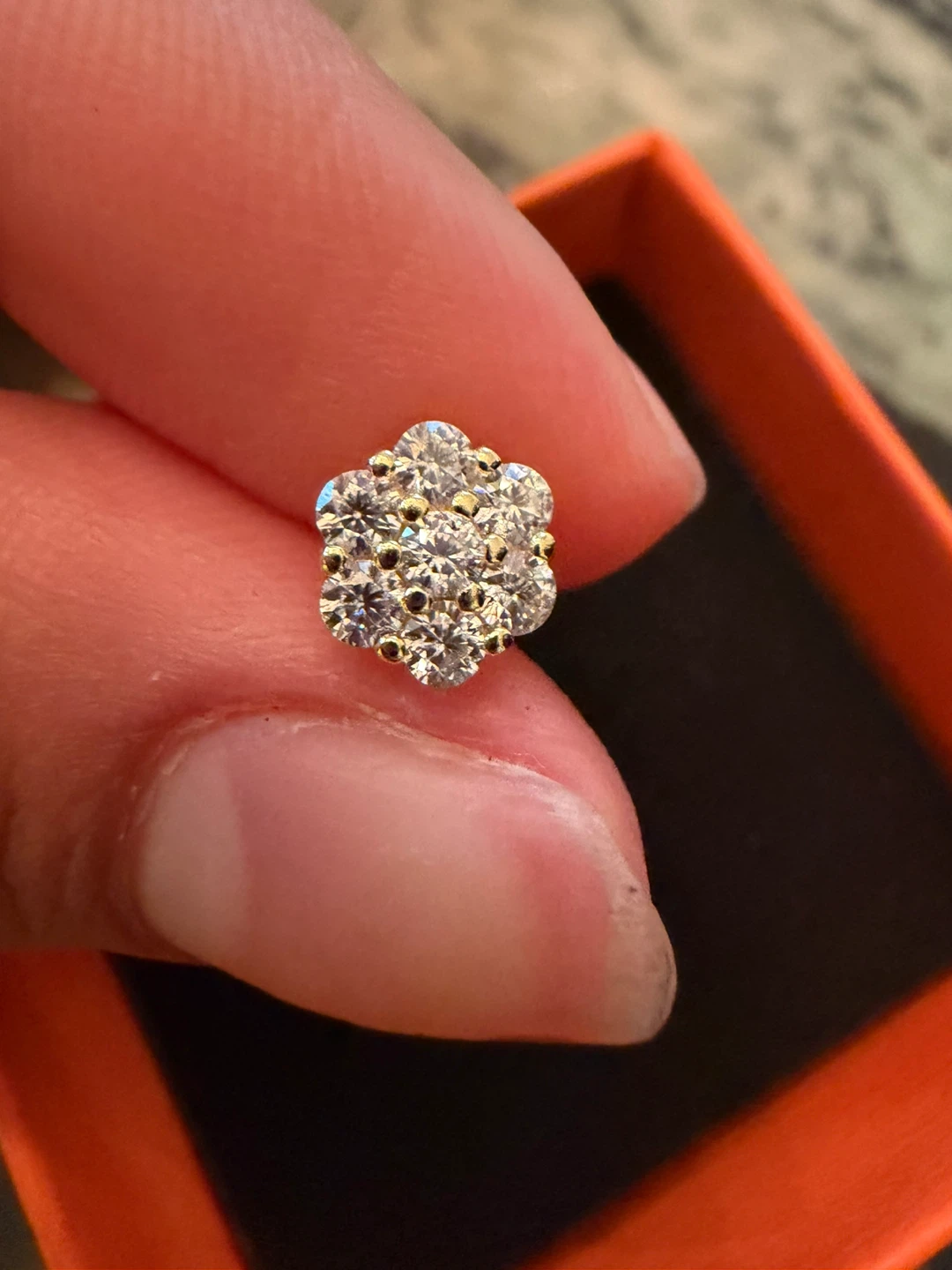 Sterling Silver Real Moissanite Flower Stud Earrings - photo 3