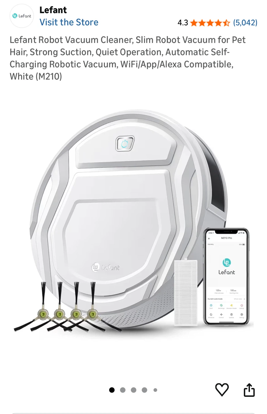 Lefant Robotic Vacuum Cleaner M210 Pro White