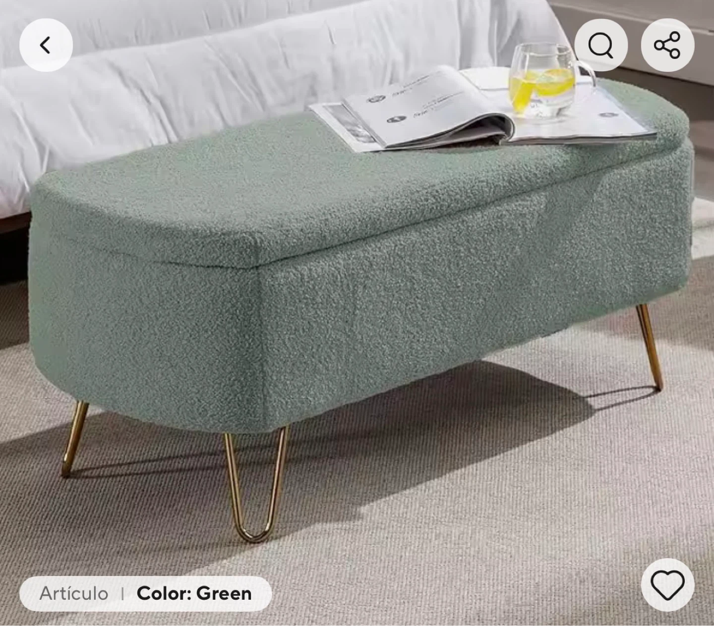 Green Storage Ottoman Bench