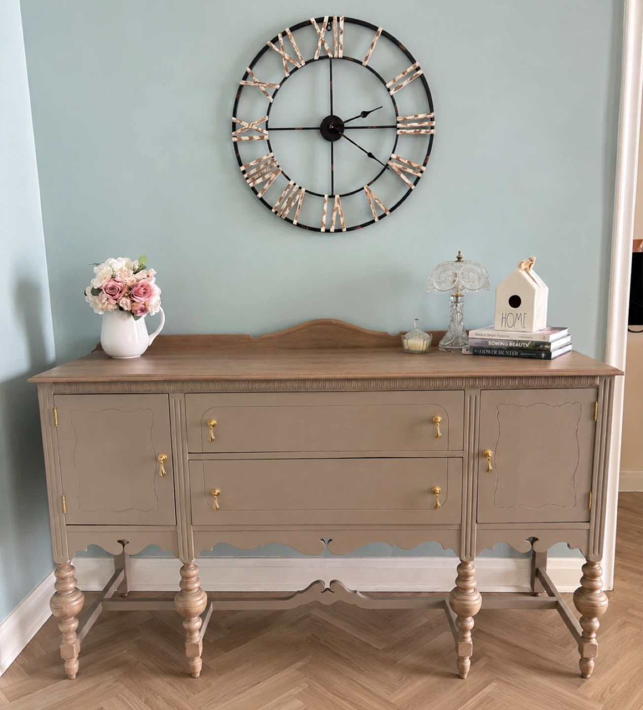 Refurbished Farmhouse Sideboard with Drawers and Cabinets