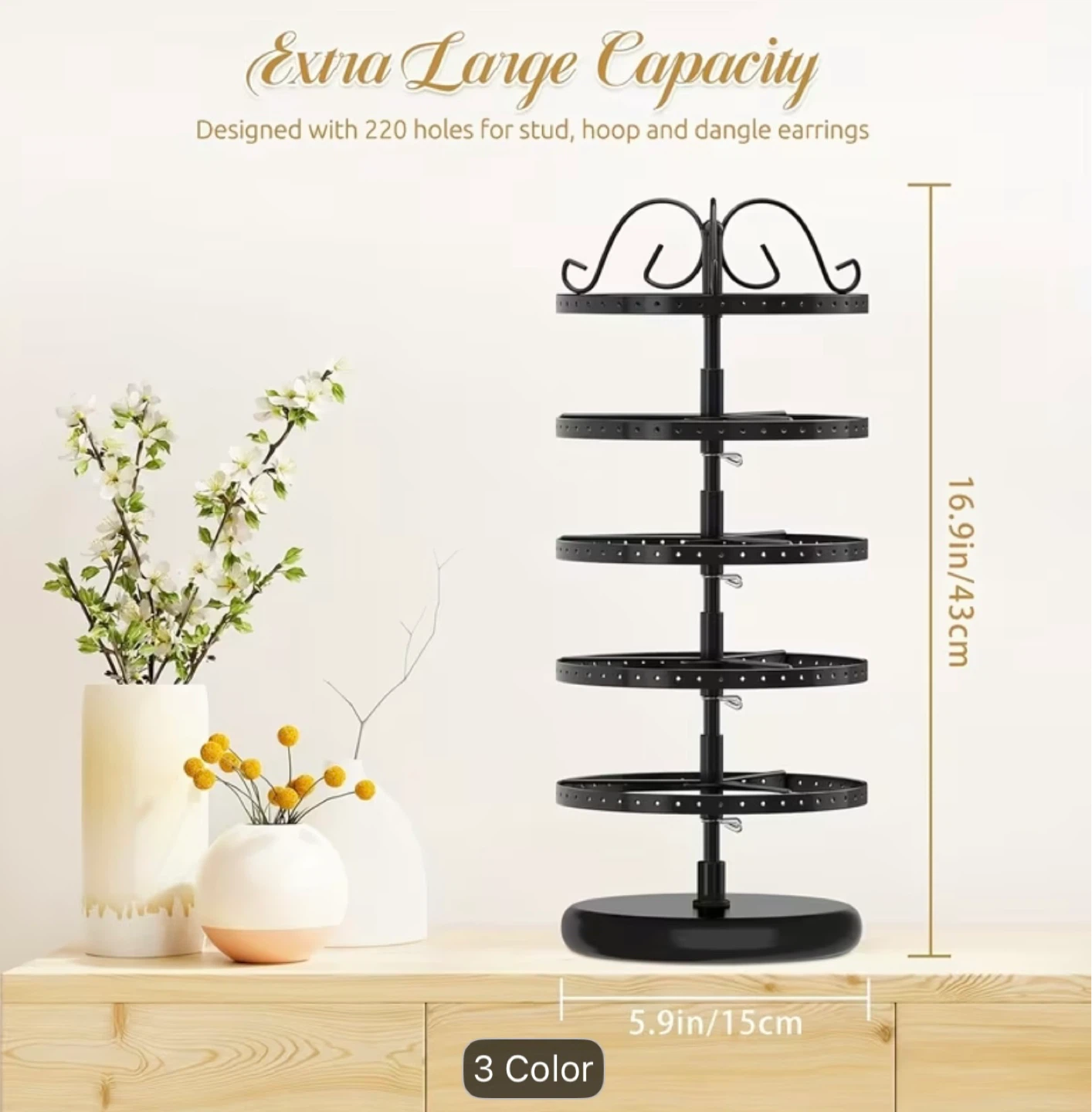 Extra Large Black Rotating Jewelry Organizer Stand - photo 2
