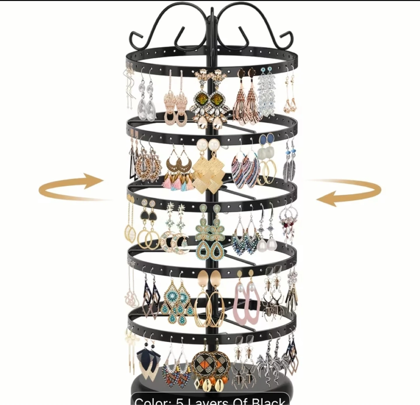 Extra Large Black Rotating Jewelry Organizer Stand