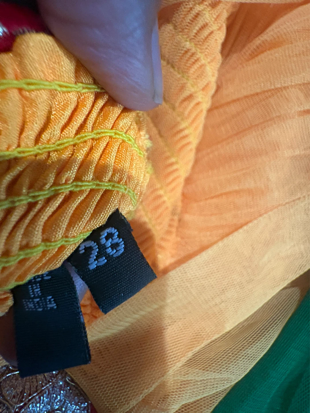 Children's Orange and Yellow Dress with Green Scarf