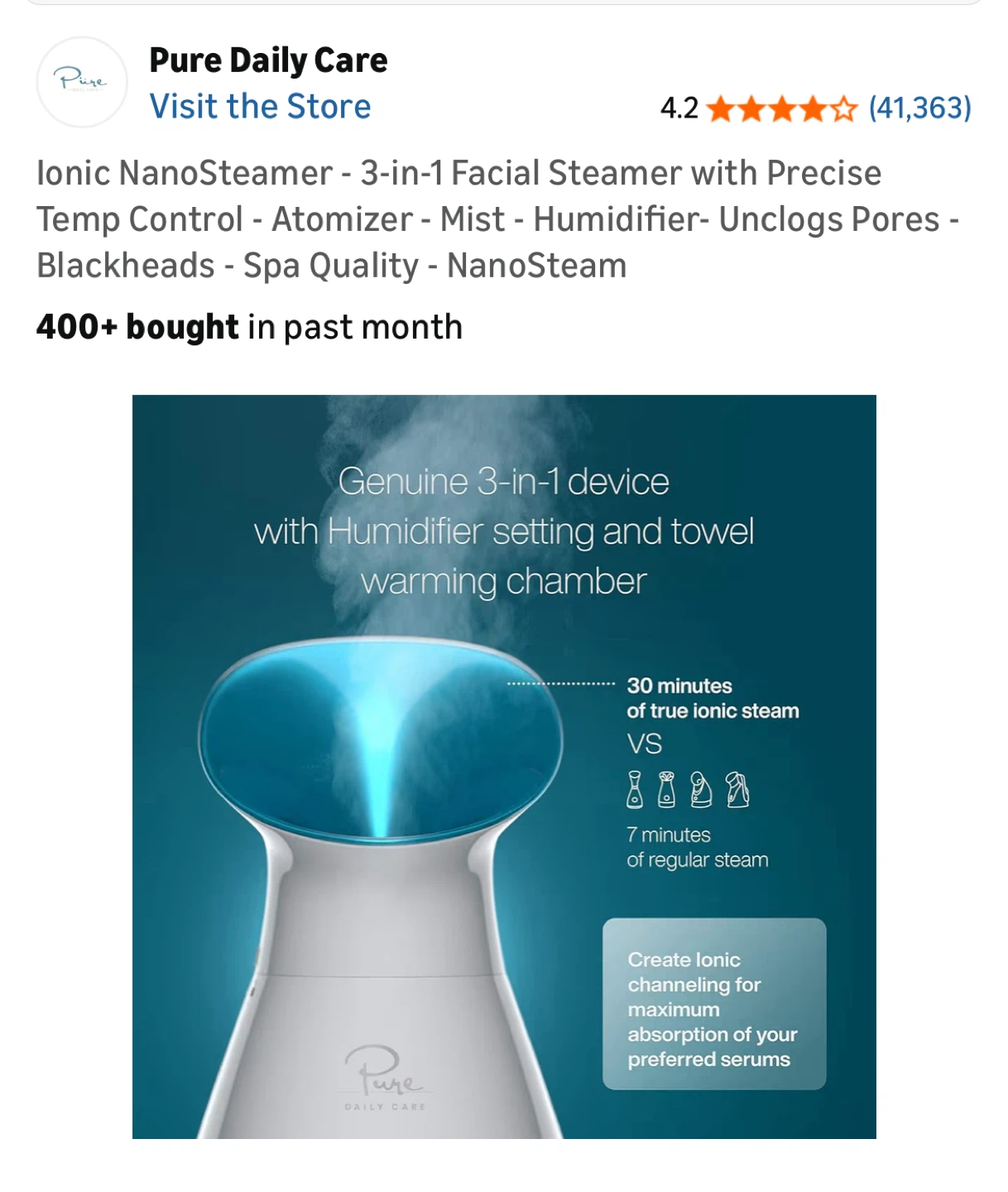 Pure Daily Care Ionic NanoSteamer - 3-in-1 Facial Steamer - photo 3