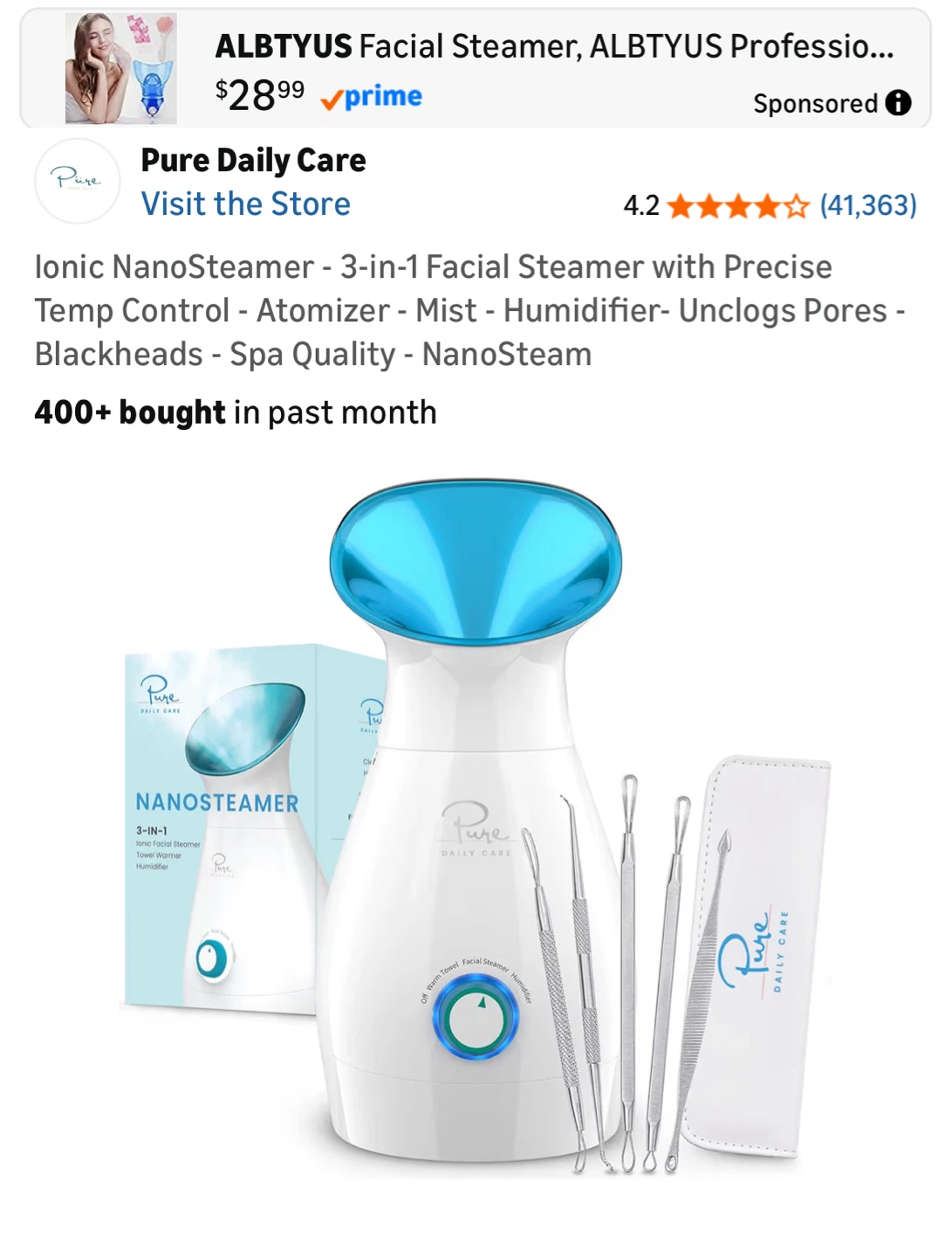 Pure Daily Care Ionic NanoSteamer - 3-in-1 Facial Steamer