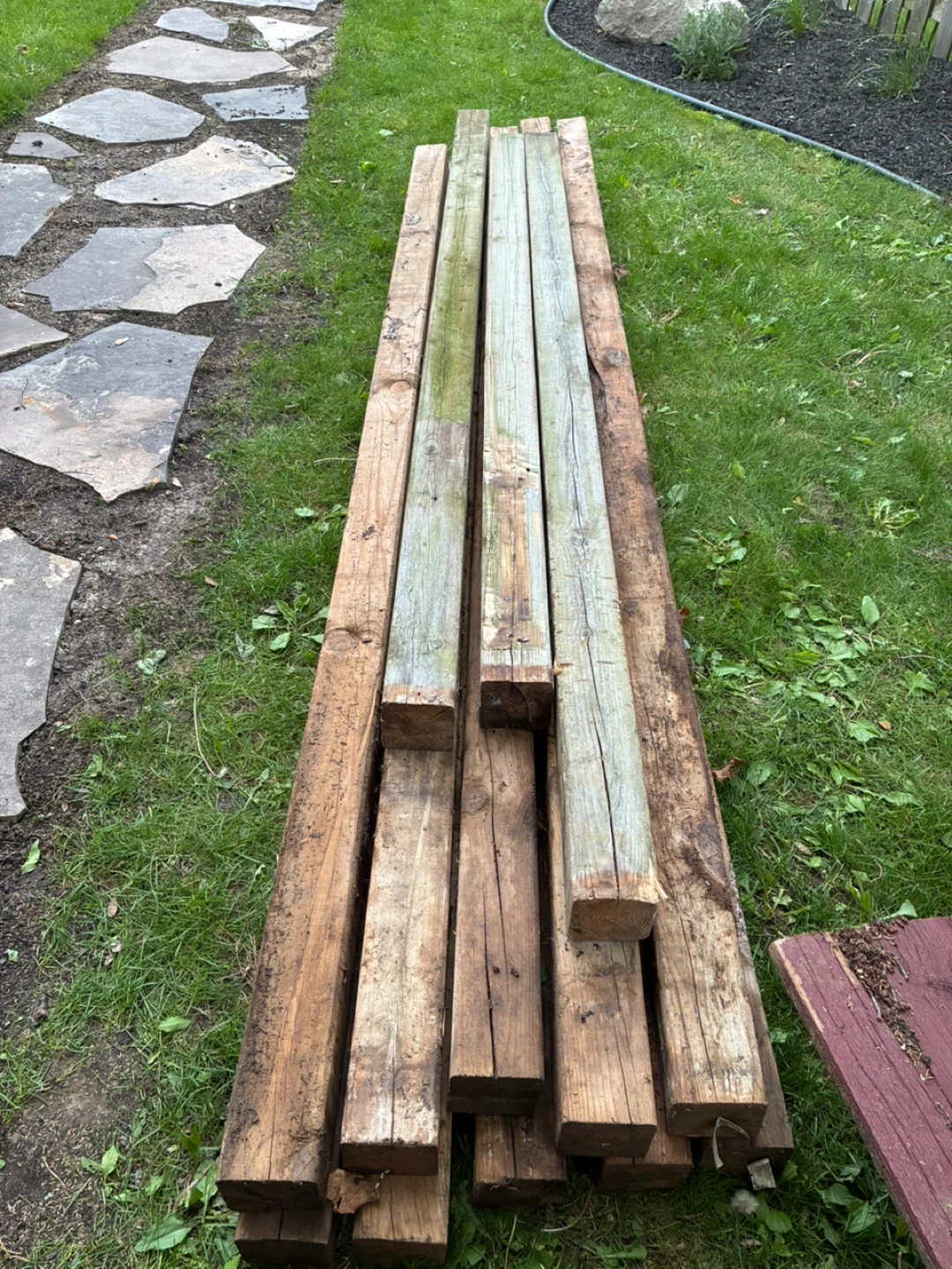 13 Used Pressure Treated Wooden Posts - photo 2