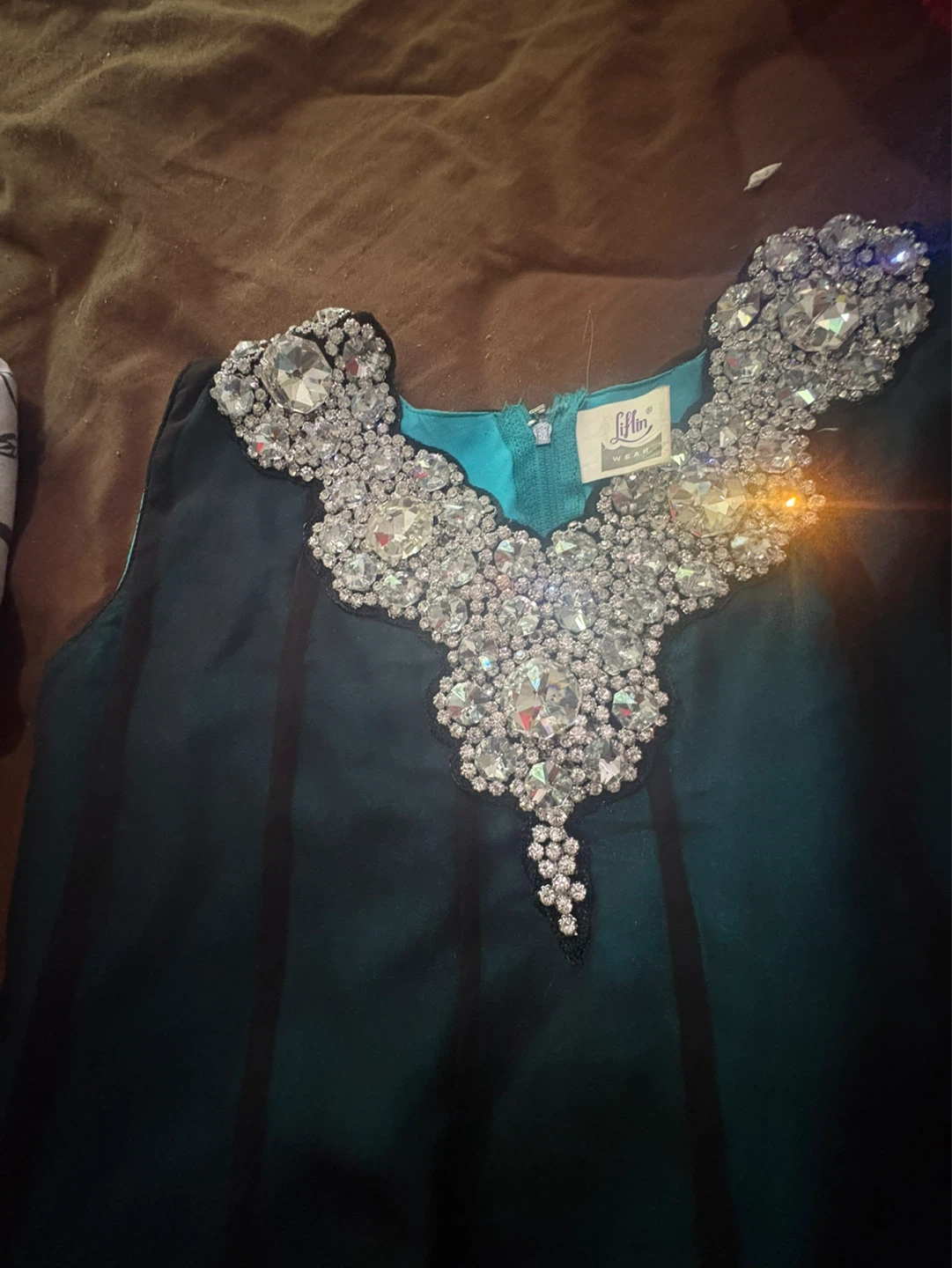 Teal Embellished Kurti Set with Pants Size 32 - photo 3