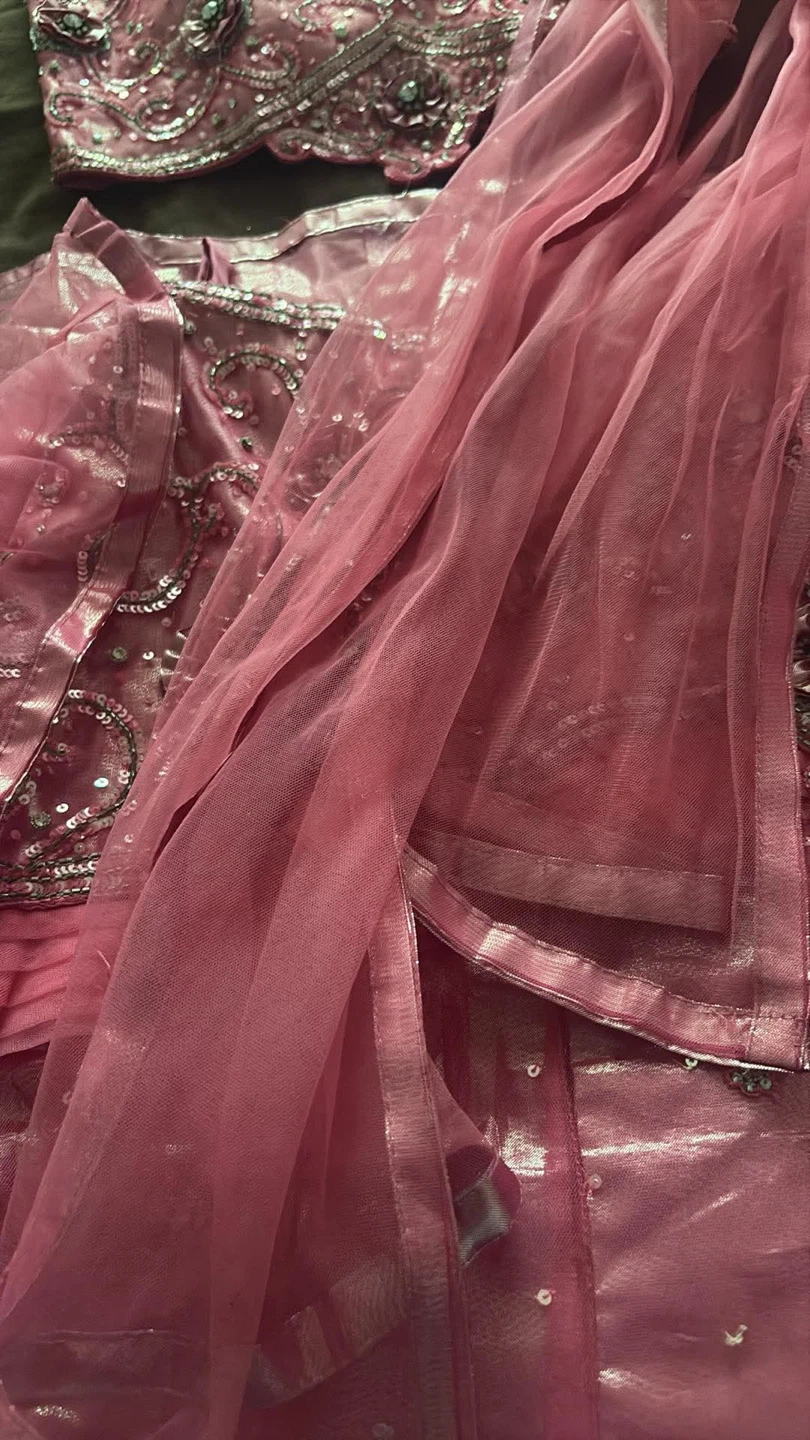 Pink Sequin Embellished Lehengas with Dupatta - photo 3