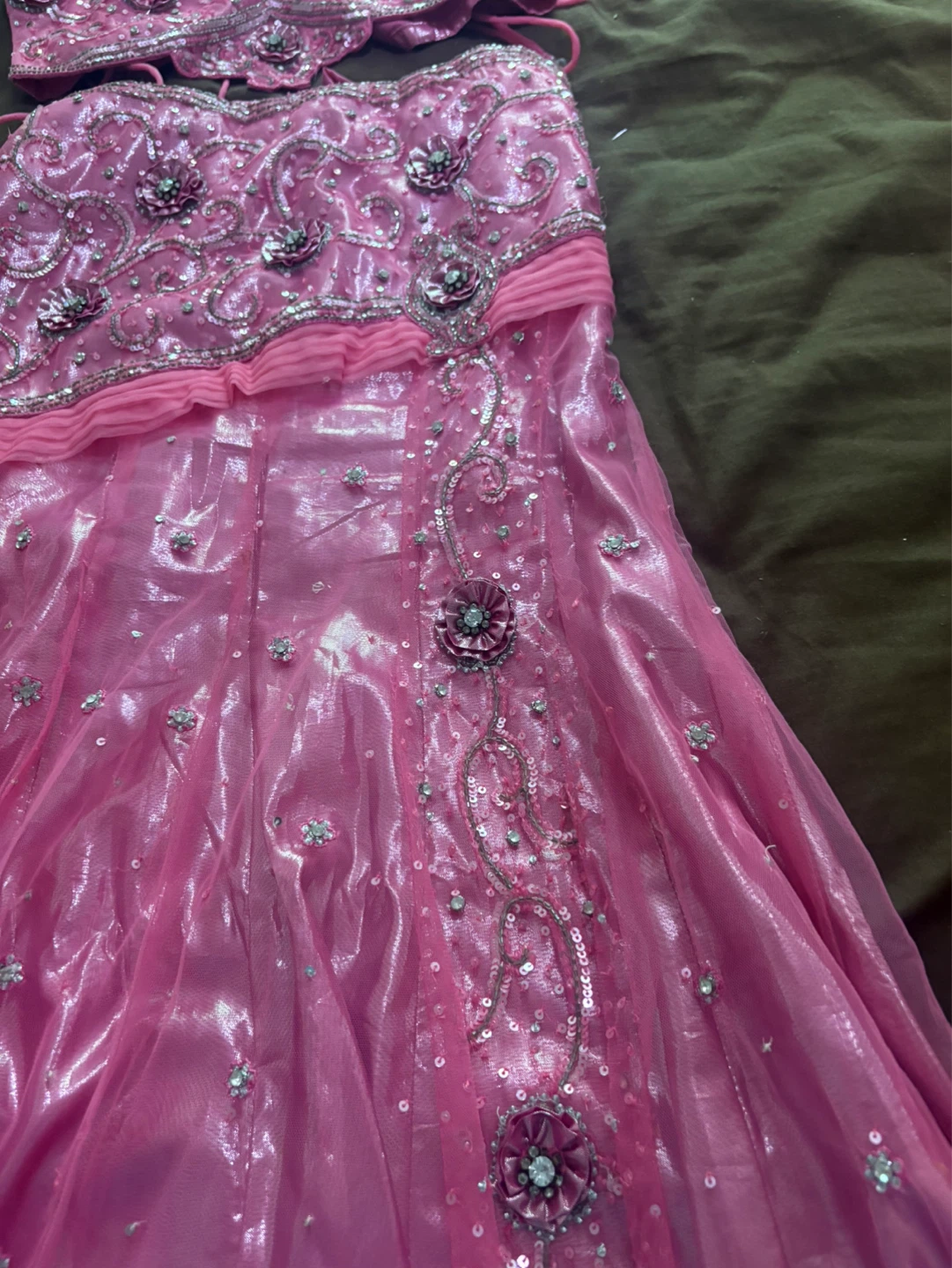 Pink Sequin Embellished Lehengas with Dupatta - photo 5