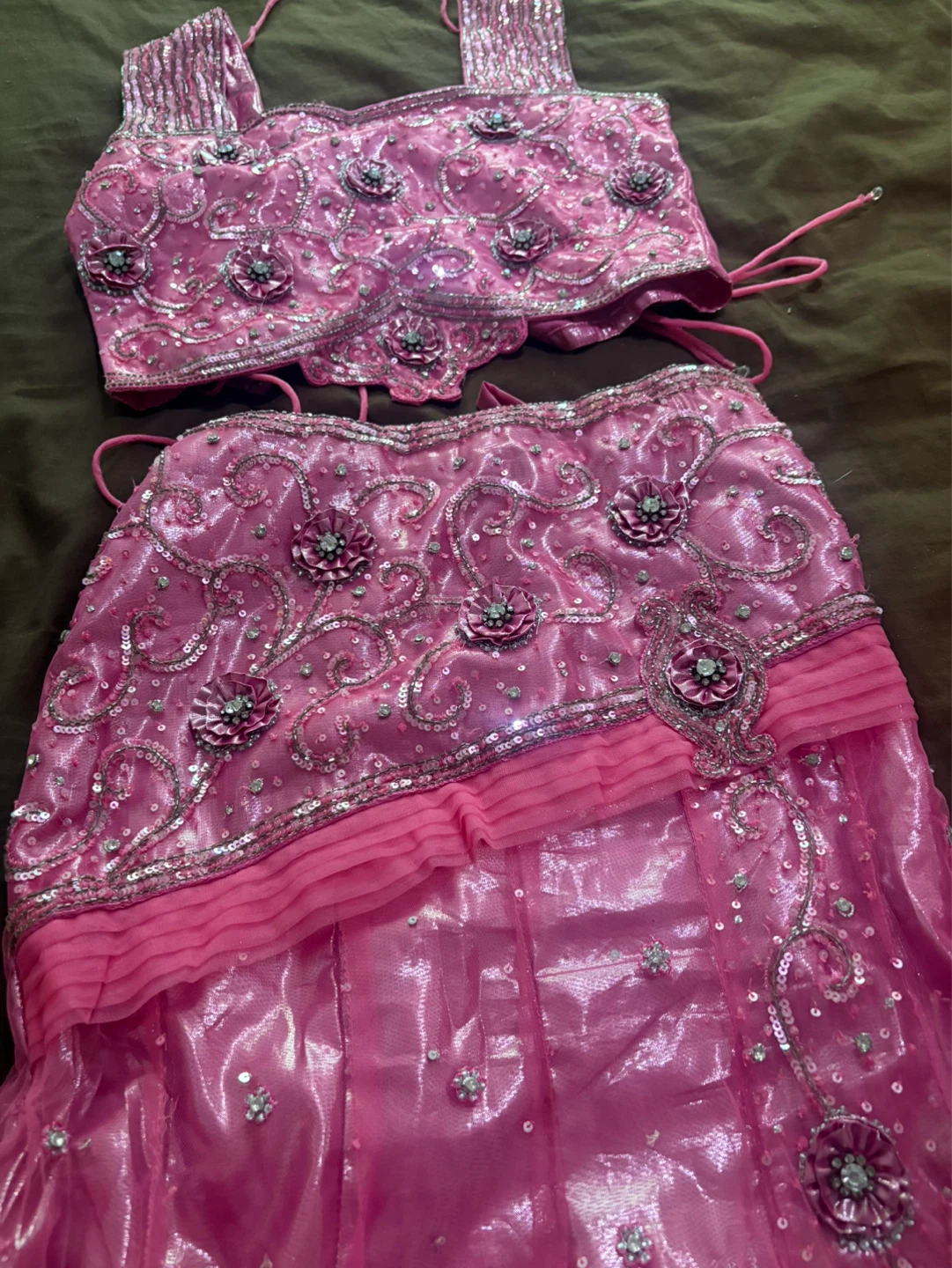 Pink Sequin Embellished Lehengas with Dupatta - photo 4