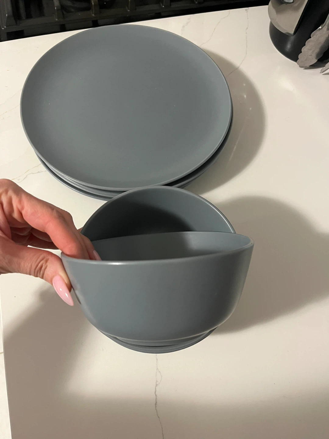 IKEA Grey Dinnerware Set - 4 Plates, 4 Bowls - photo 3