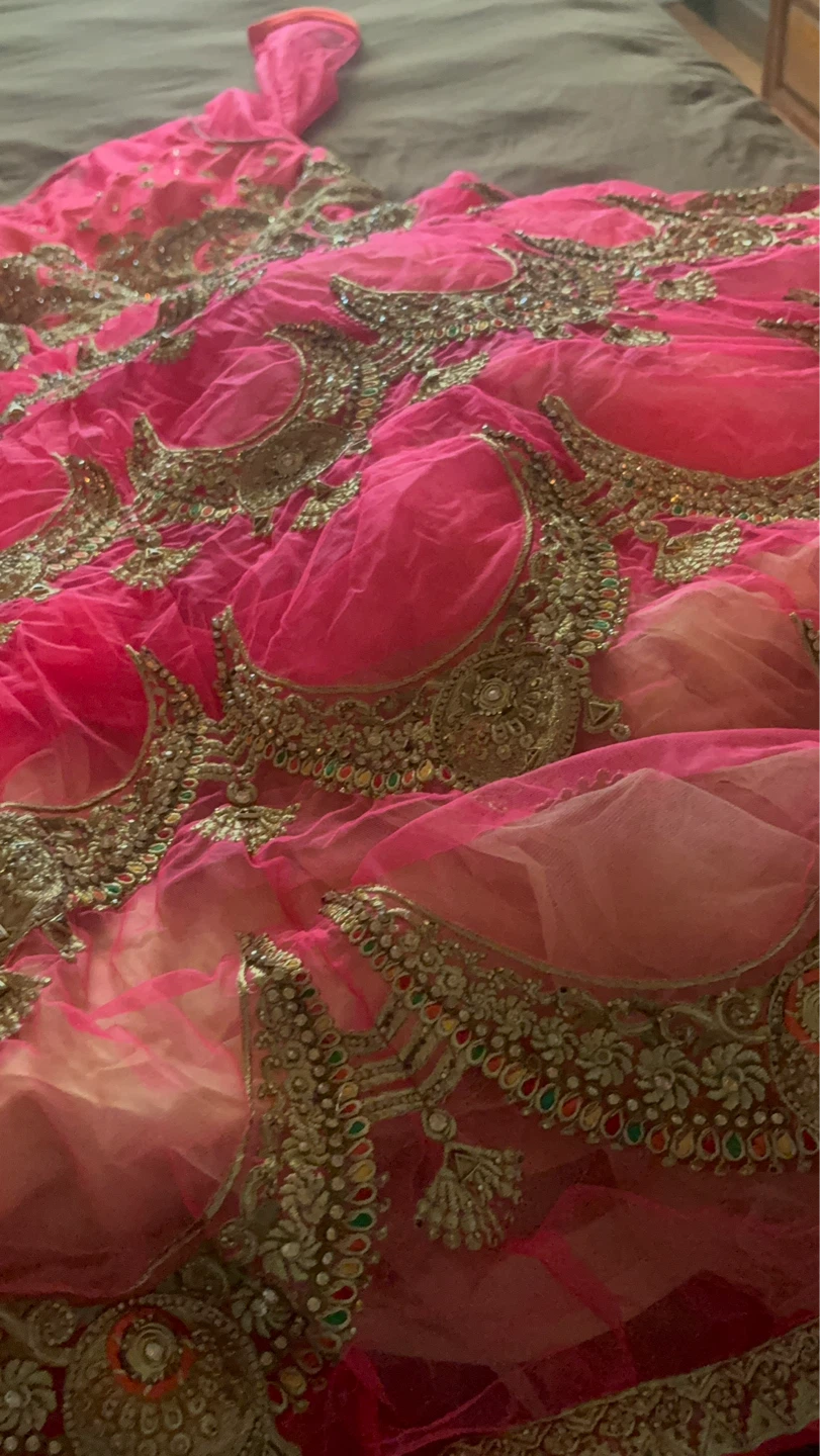Pink Embroidered Size 16. Fits medium to large for adults)