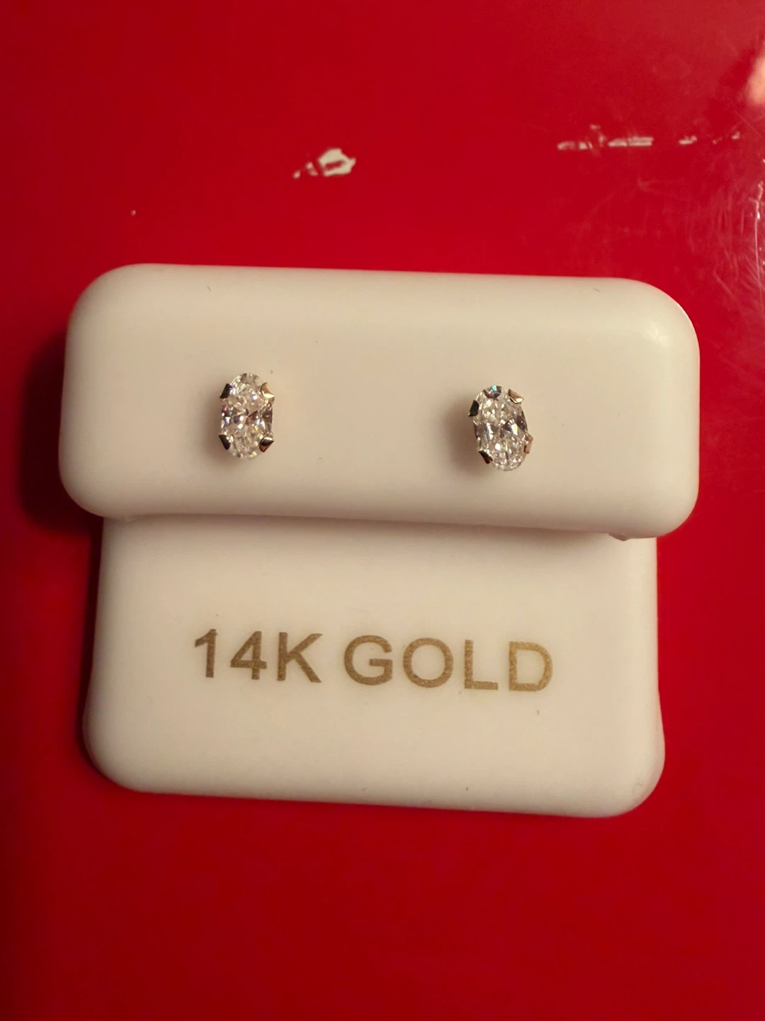 14K Gold Oval Moissanite Stud Earrings - 0.42ct