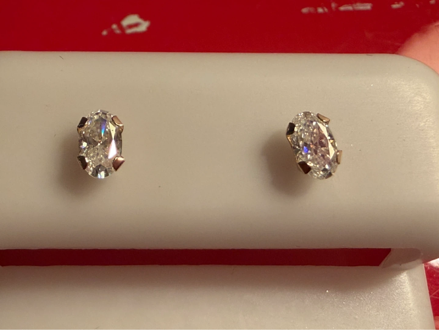 14K Gold Oval Moissanite Stud Earrings - 0.42ct - photo 2