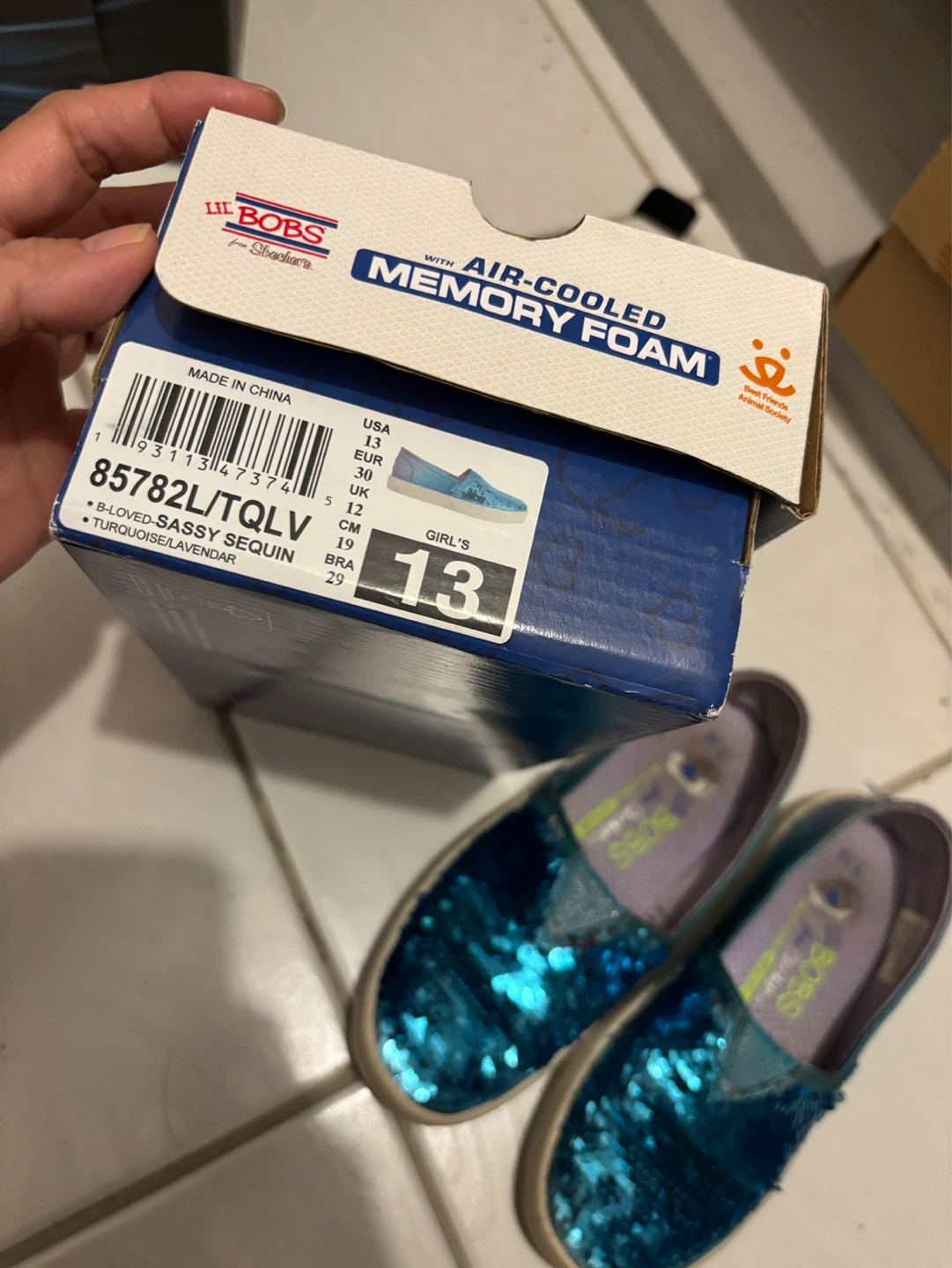 Bobs Skechers Lil' Memory Foam Sequin Slip-On Shoes Size 13 - photo 2