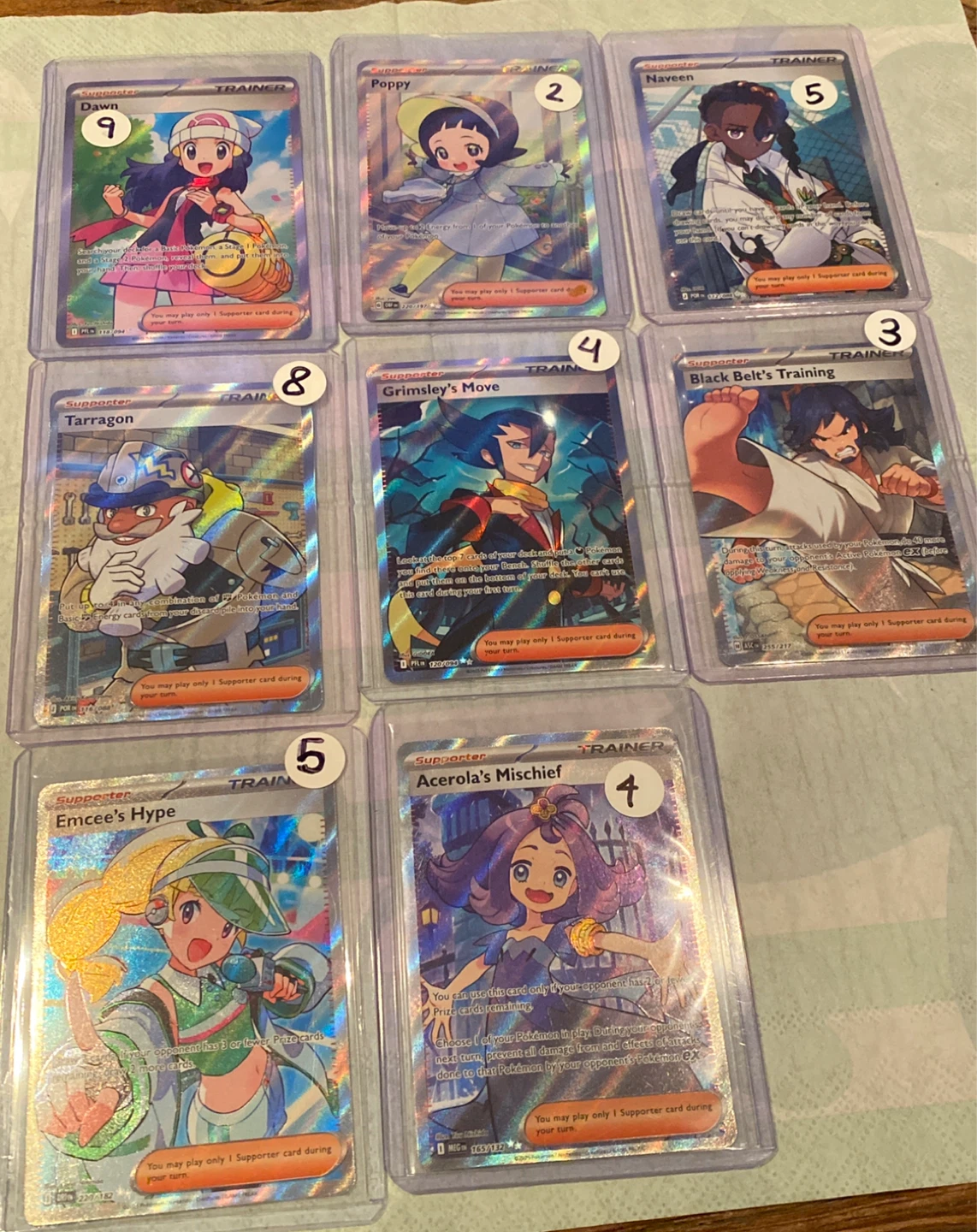 Assorted Pokémon TCG FULL ART Trainer Cards