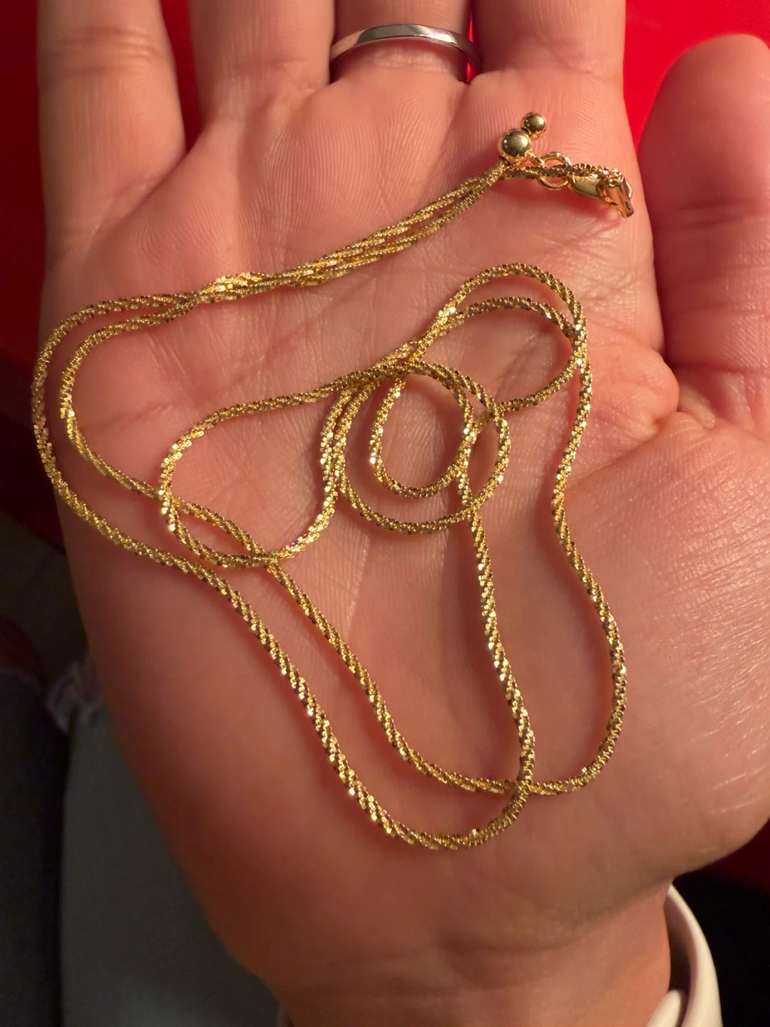 Sterling Silver 925 Gold Tone Ajustable Sparkle Chain Necklace - photo 2
