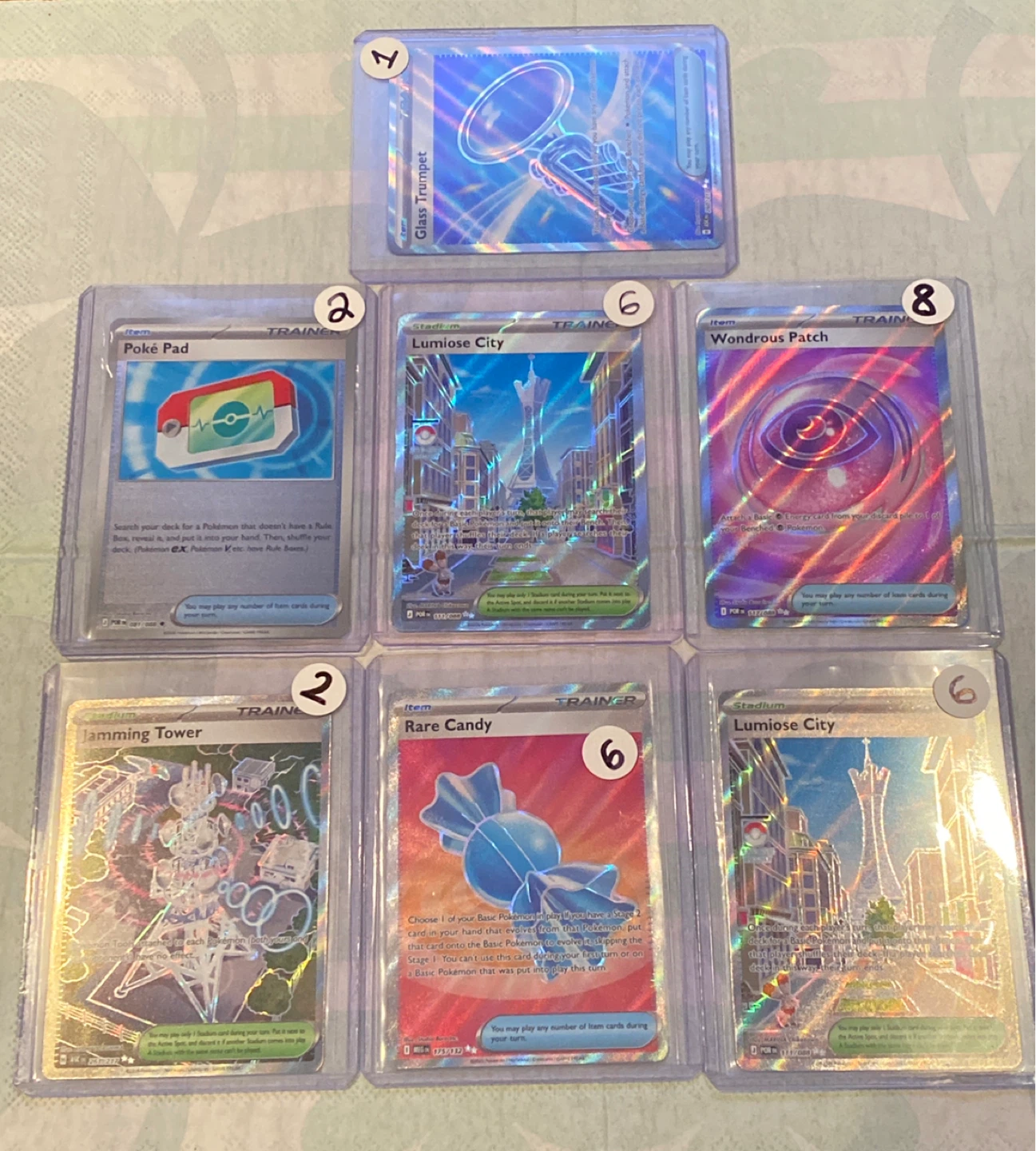 Assorted Pokemon TCG Trainer Item and Stadium Full Art Cards