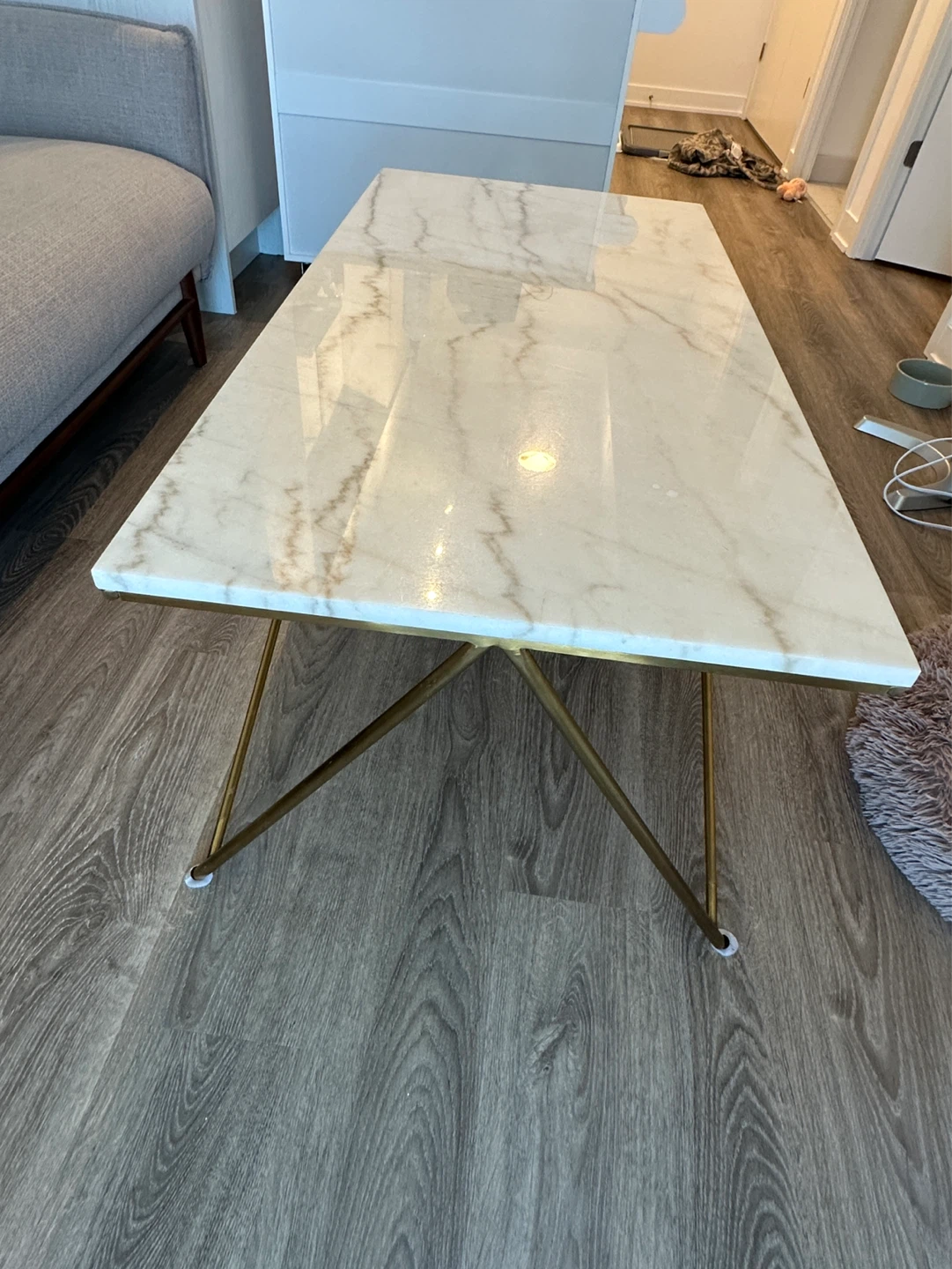 Marble Top Coffee Table with Gold Legs - photo 5