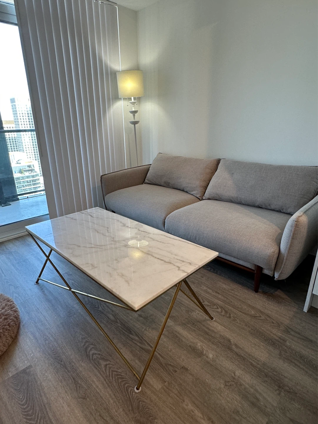 Marble Top Coffee Table with Gold Legs
