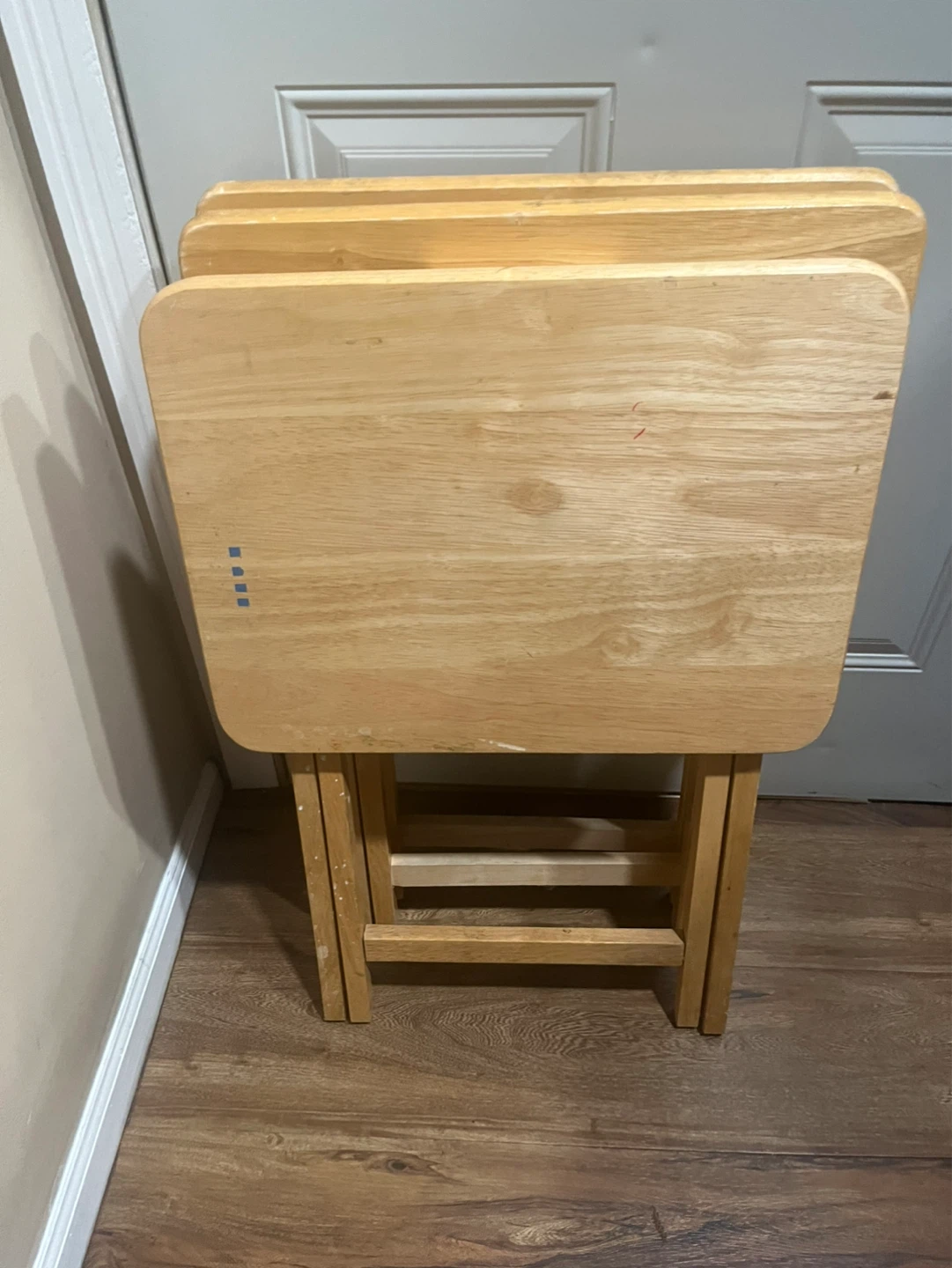 Set of 3 Foldable TV Tray Tables - Wood Finish