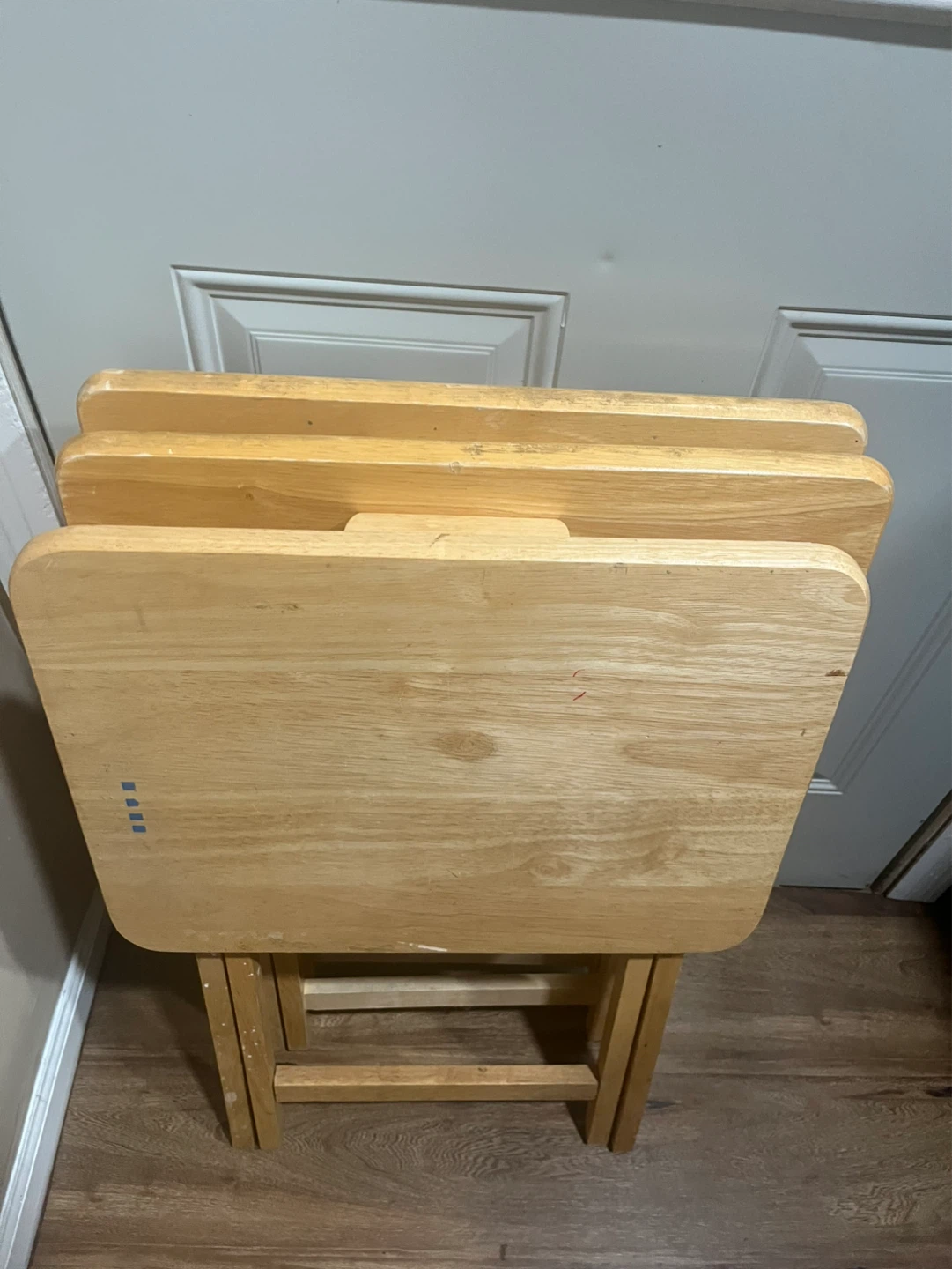 Set of 3 Foldable TV Tray Tables - Wood Finish - photo 2