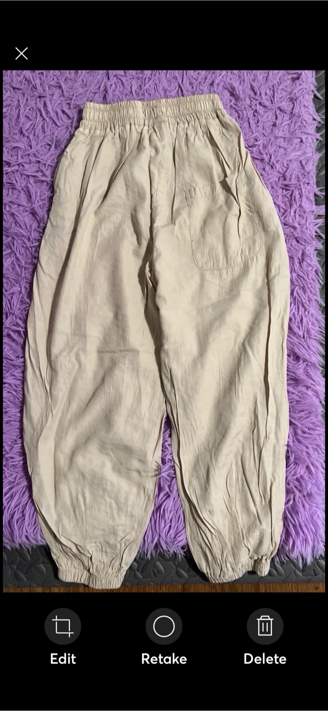 Lightweight beige linen-blend cropped pants - photo 2