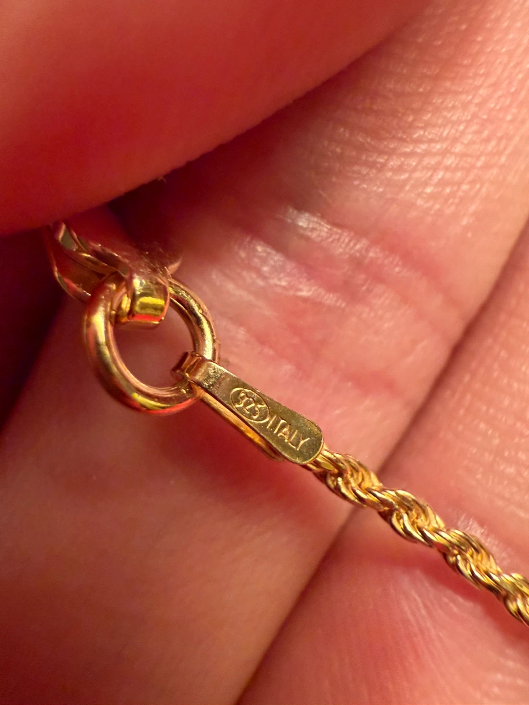 Rope Chain Necklace Sterling Silver 925 Gold Tone Italy - photo 4