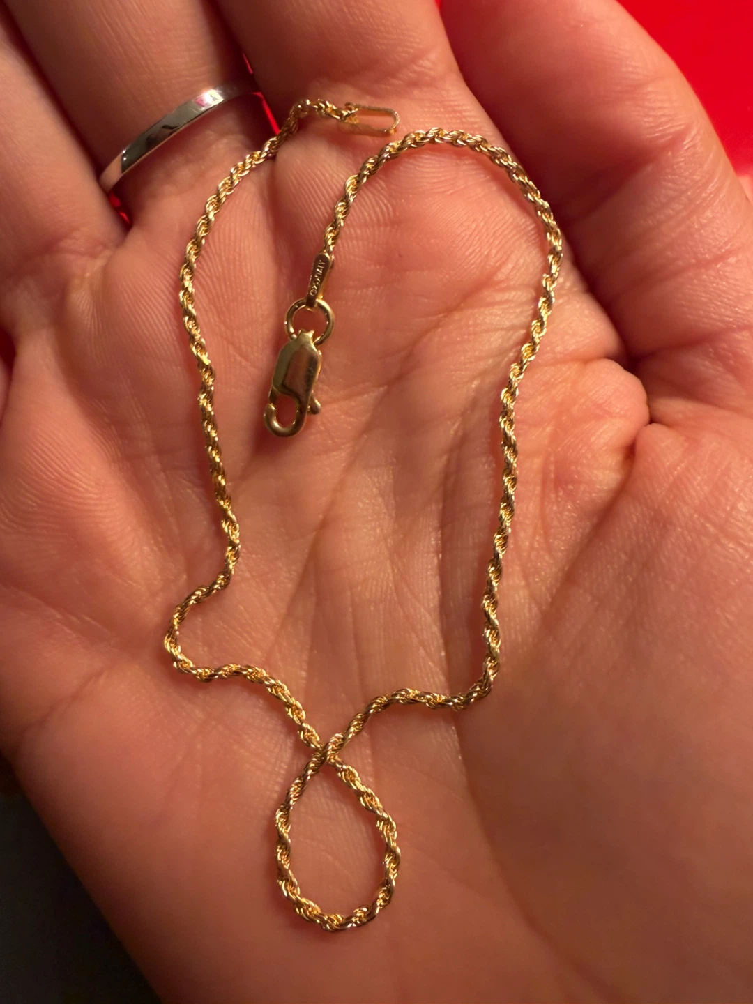 Rope Chain Necklace Sterling Silver 925 Gold Tone Italy - photo 2