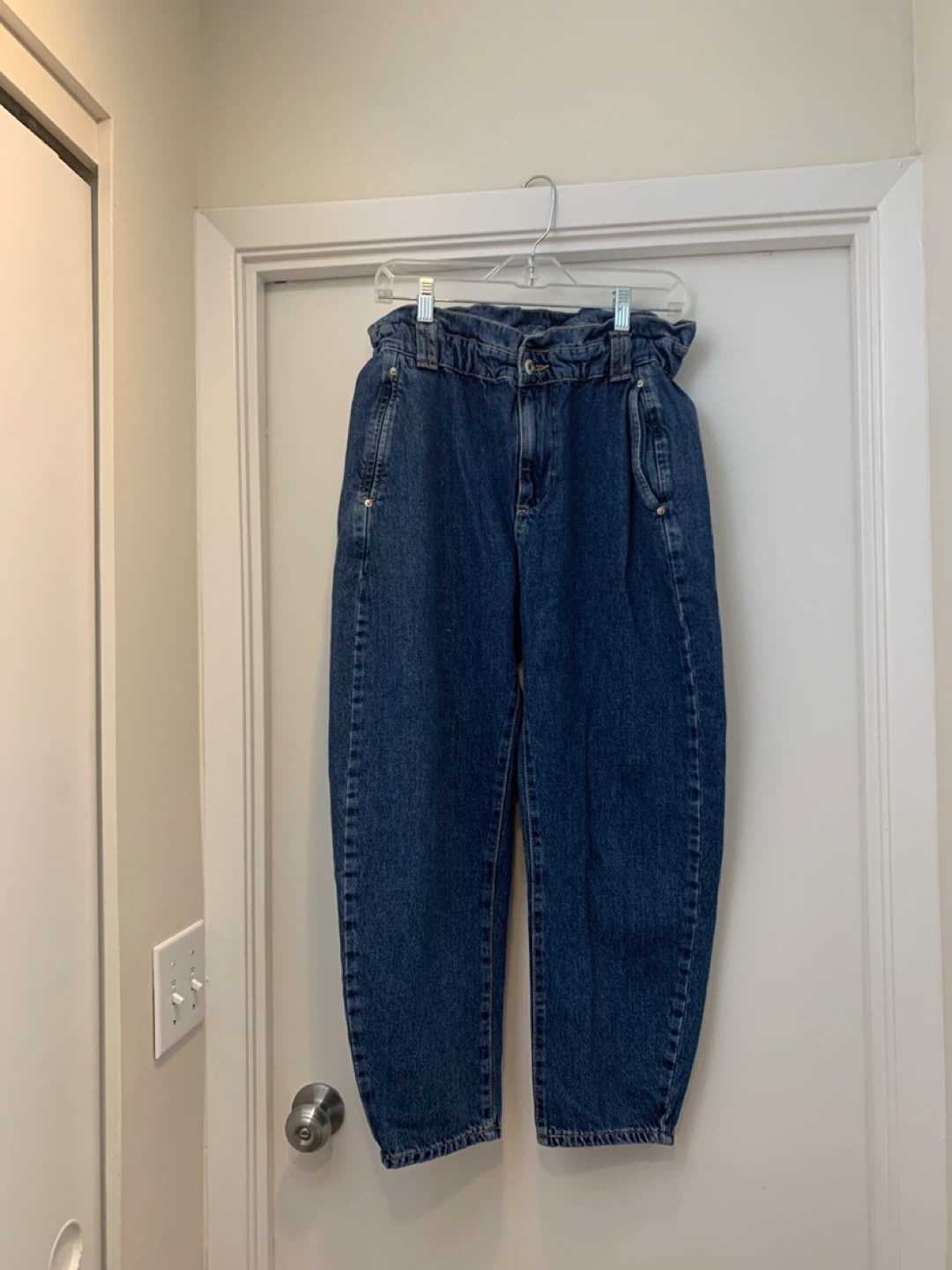 Zara High Waisted Paperbag Denim Jeans Size 6