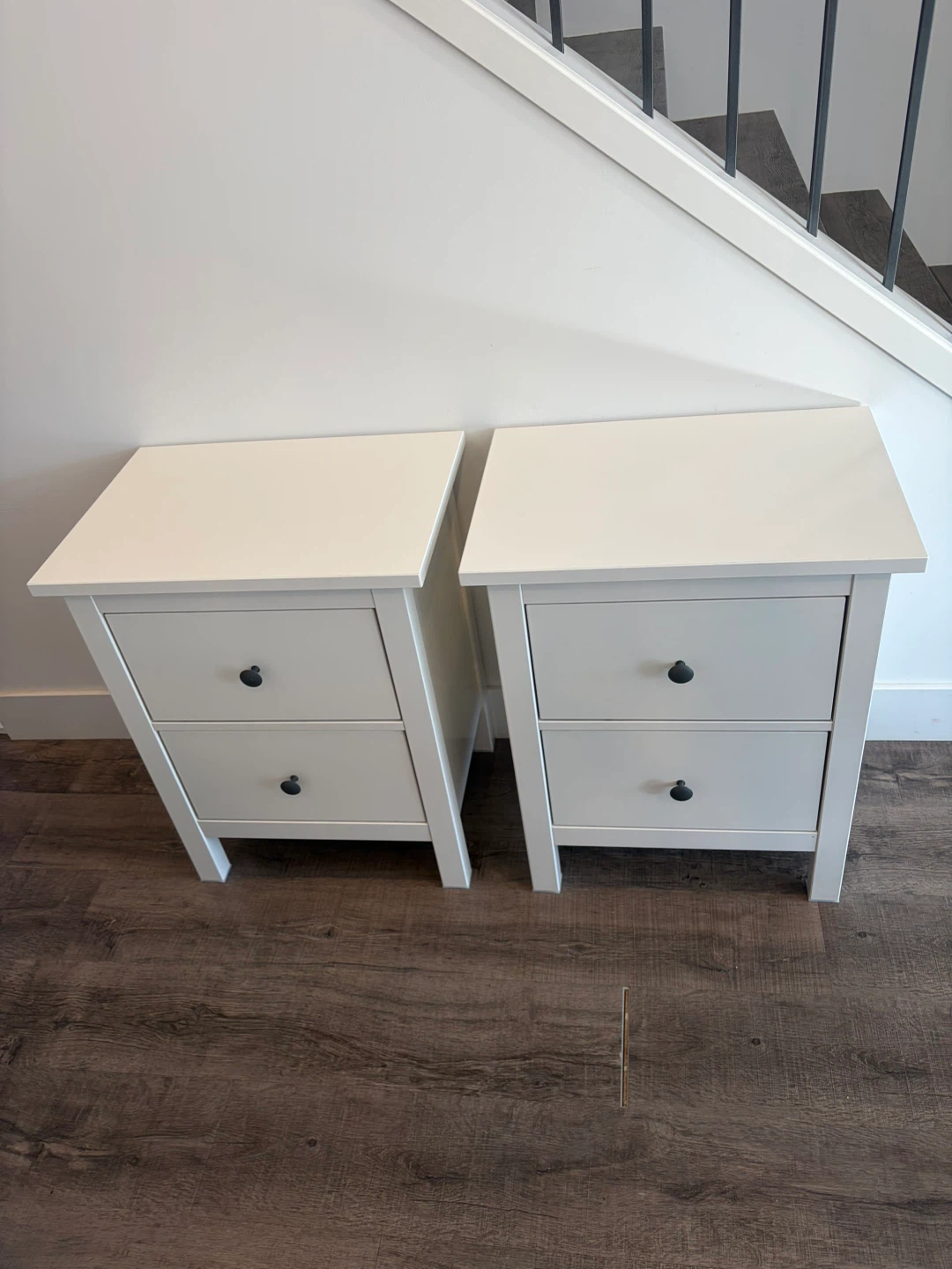 pair of IKEA HEMNES nightstands in white