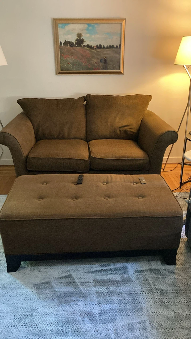 Brown Sofa with Ottoman