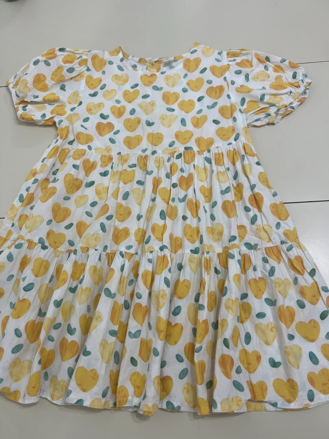 Kids Dress Size 140/64 White Yellow Heart Print - photo 2