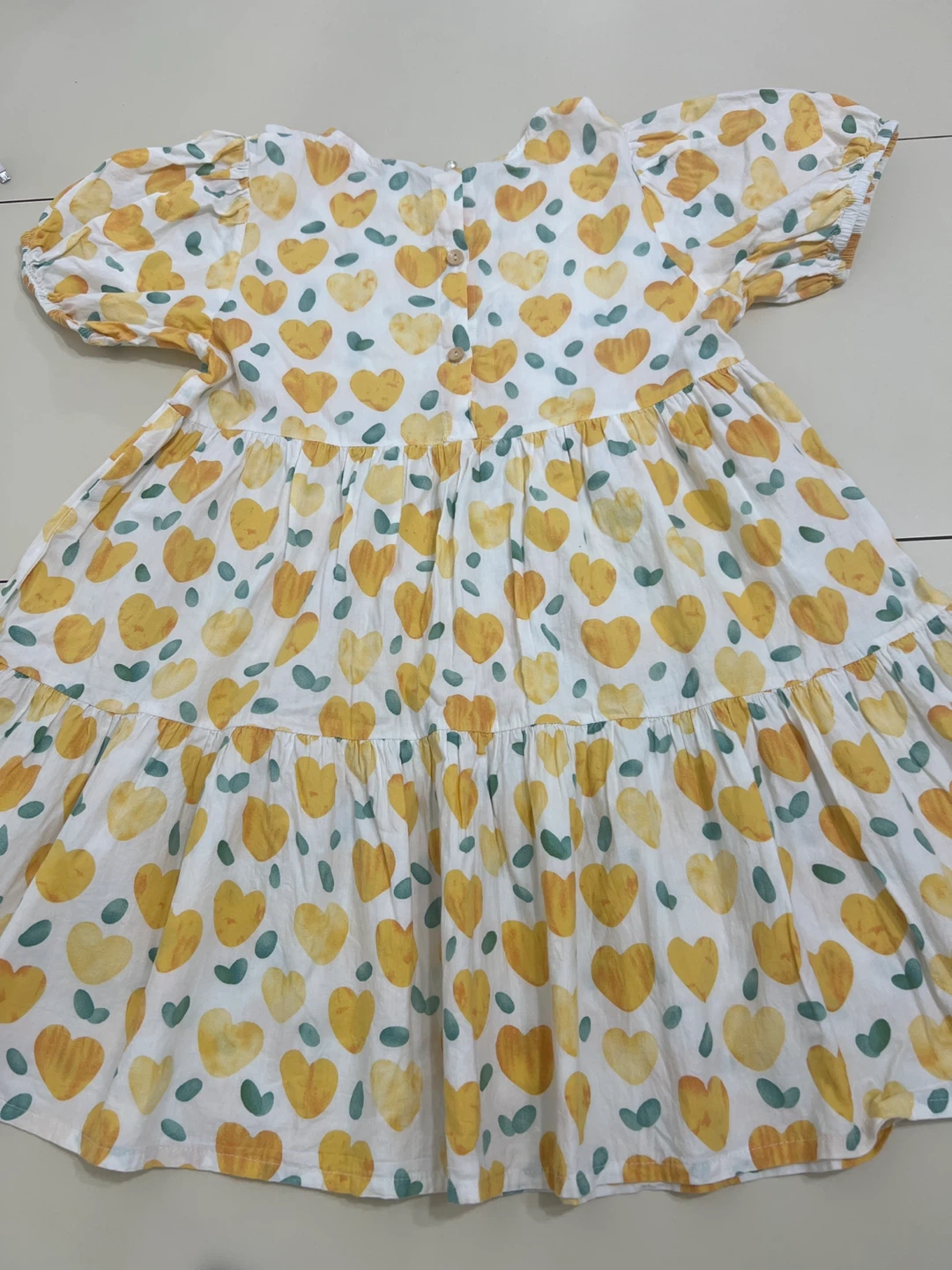 Kids Dress Size 140/64 White Yellow Heart Print - photo 3
