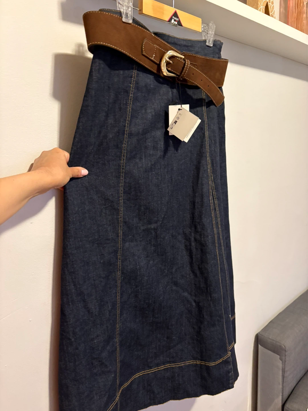 Zara Denim Maxi Skirt with Suede Belt - photo 2