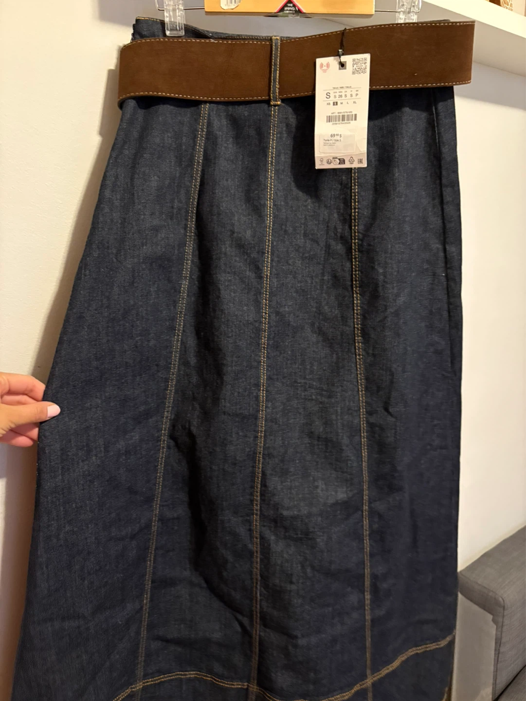 Zara Denim Maxi Skirt with Suede Belt - photo 4